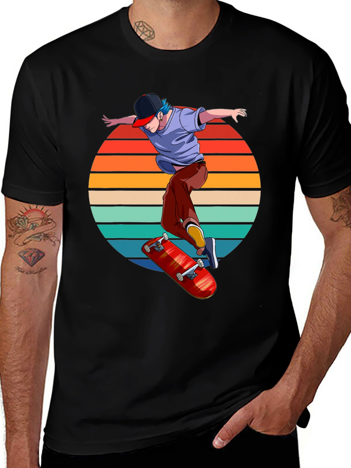 Variant 24 of Skater Sunset Graphic Tee - Retro Style