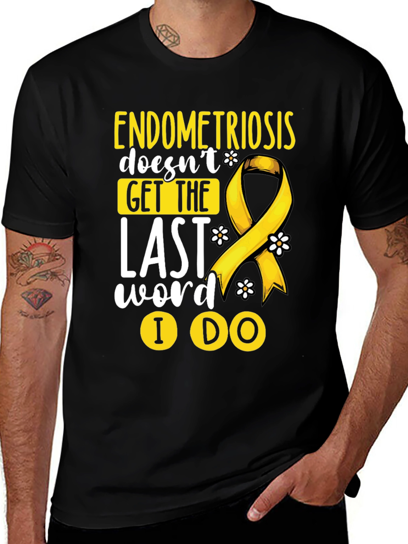 Endometriosis Awareness T-Shirt, Yellow Ribbon