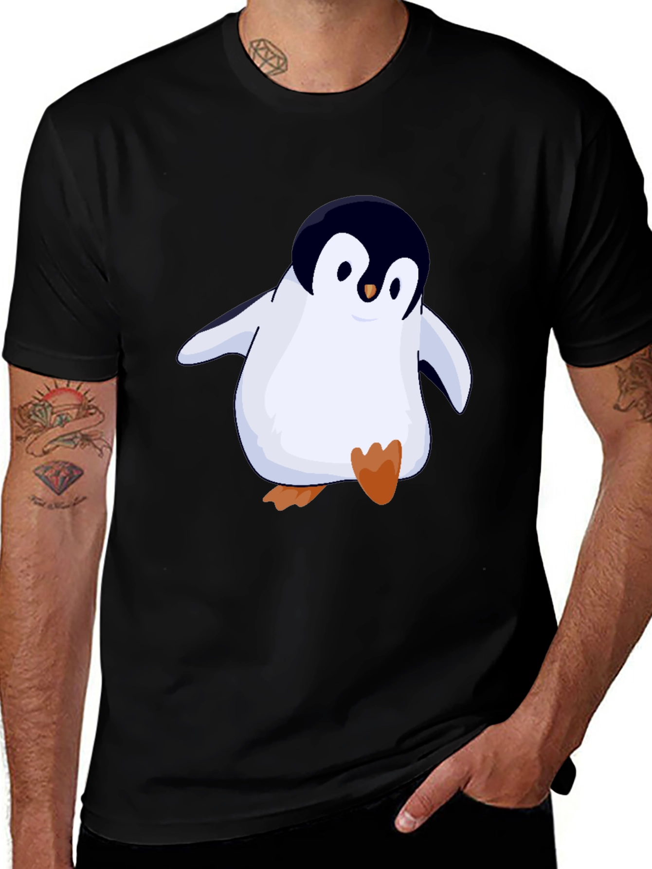 Variant 17 of Cute Penguin Graphic Tee - Men's Black T-Shirt
