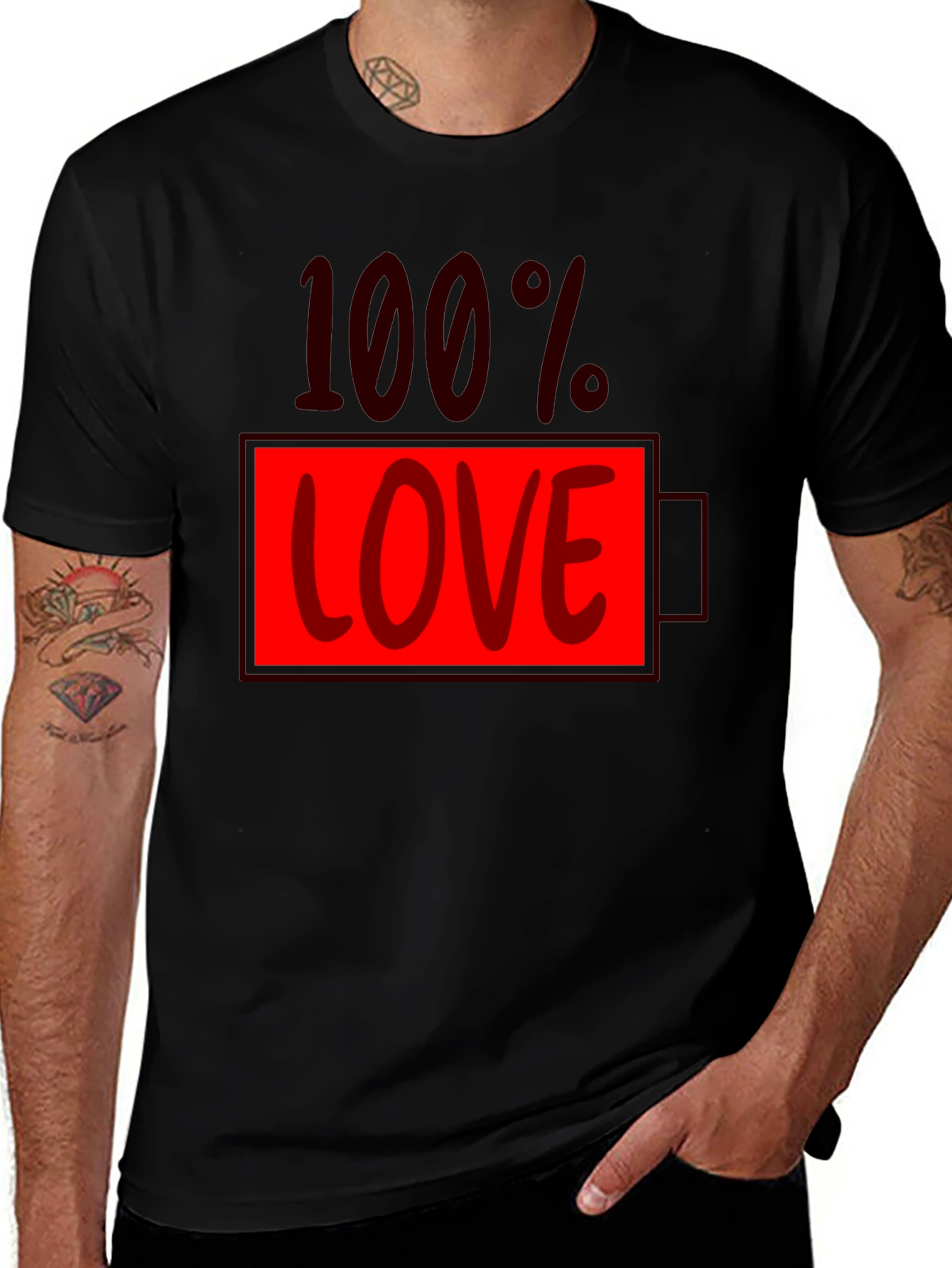 Variant 27 of 100% Love Battery Graphic Tee - Black