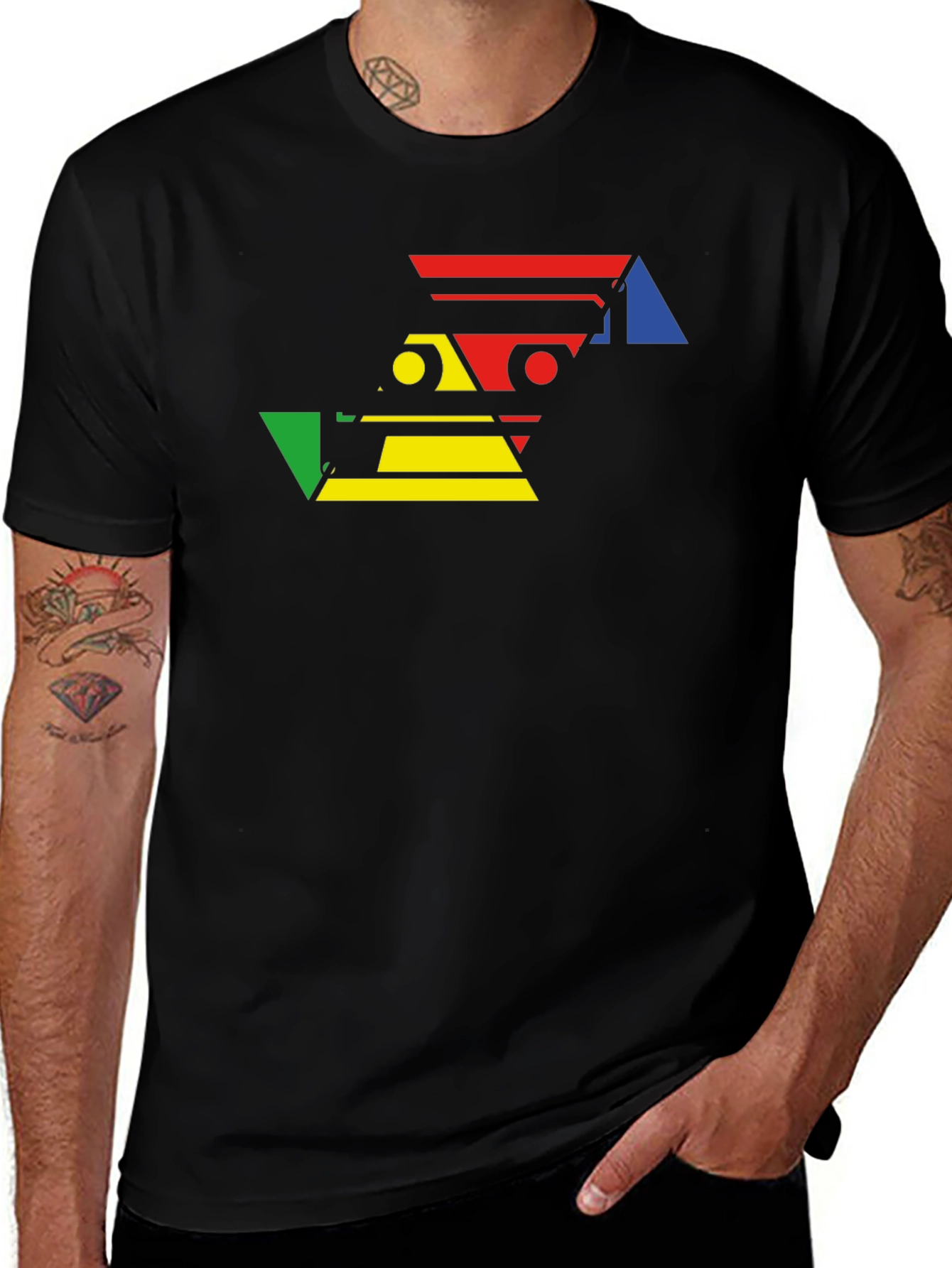 Variant 3 of Geometric Color Block T-Shirt - Modern Style