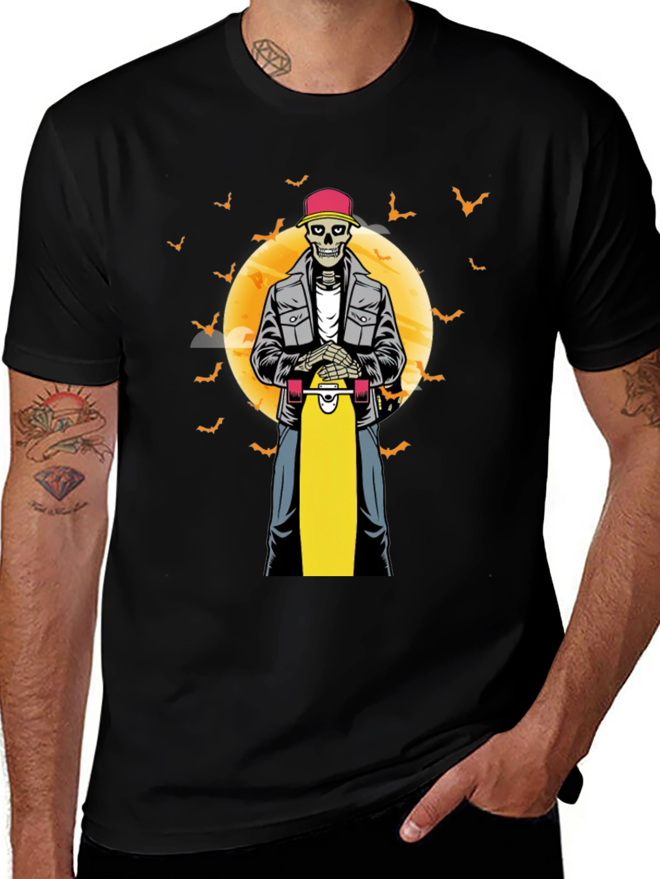 Variant 26 of Skull Skateboarder T-Shirt - Halloween Graphic Tee