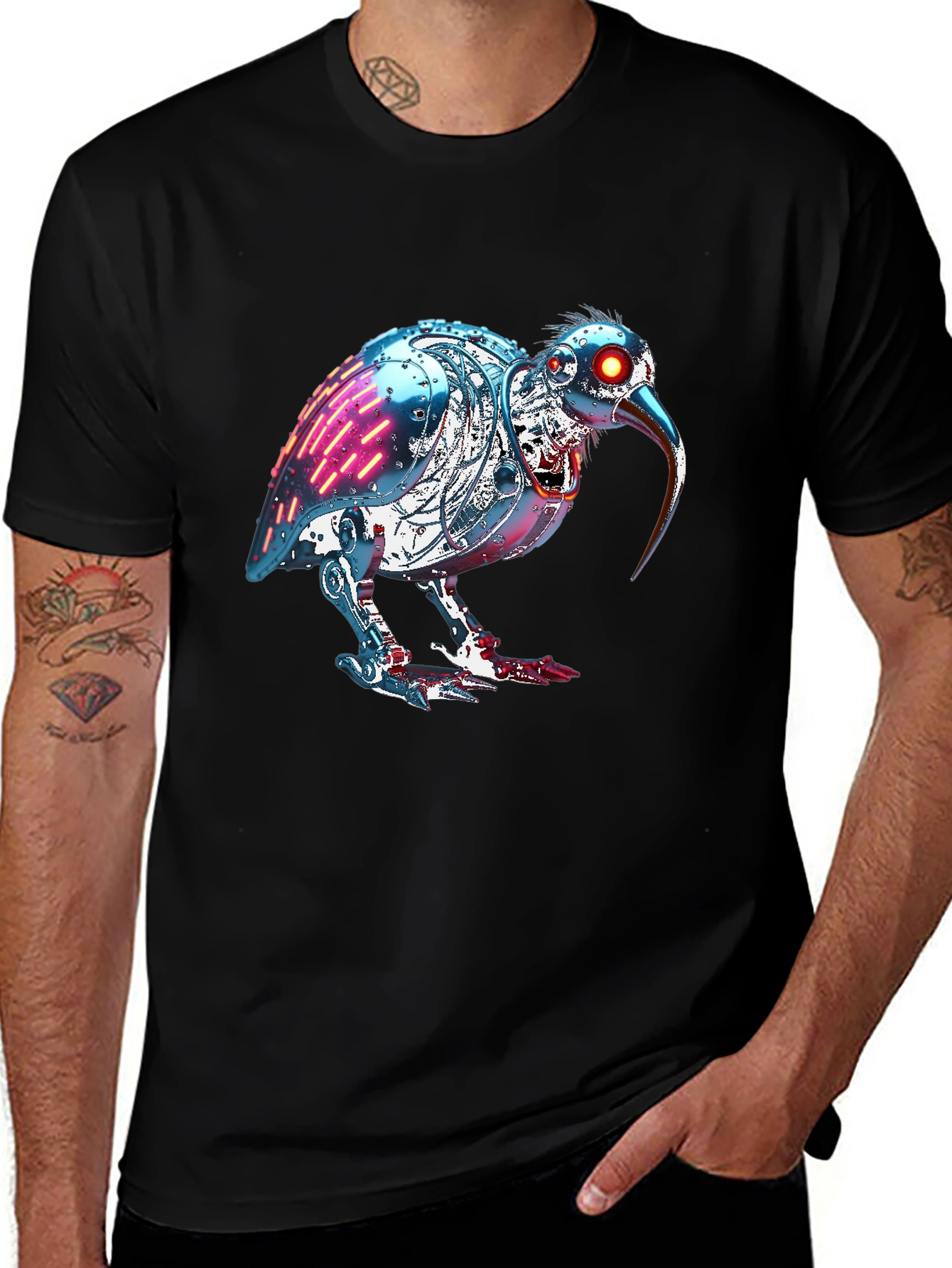 Black Robotic Kiwi Bird Graphic Tee main image