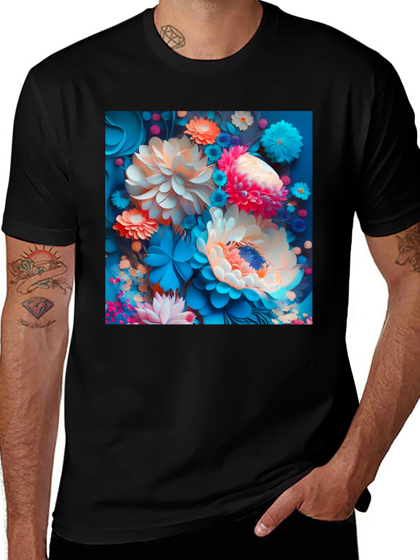 Variant 30 of Floral Fantasy Black T-Shirt