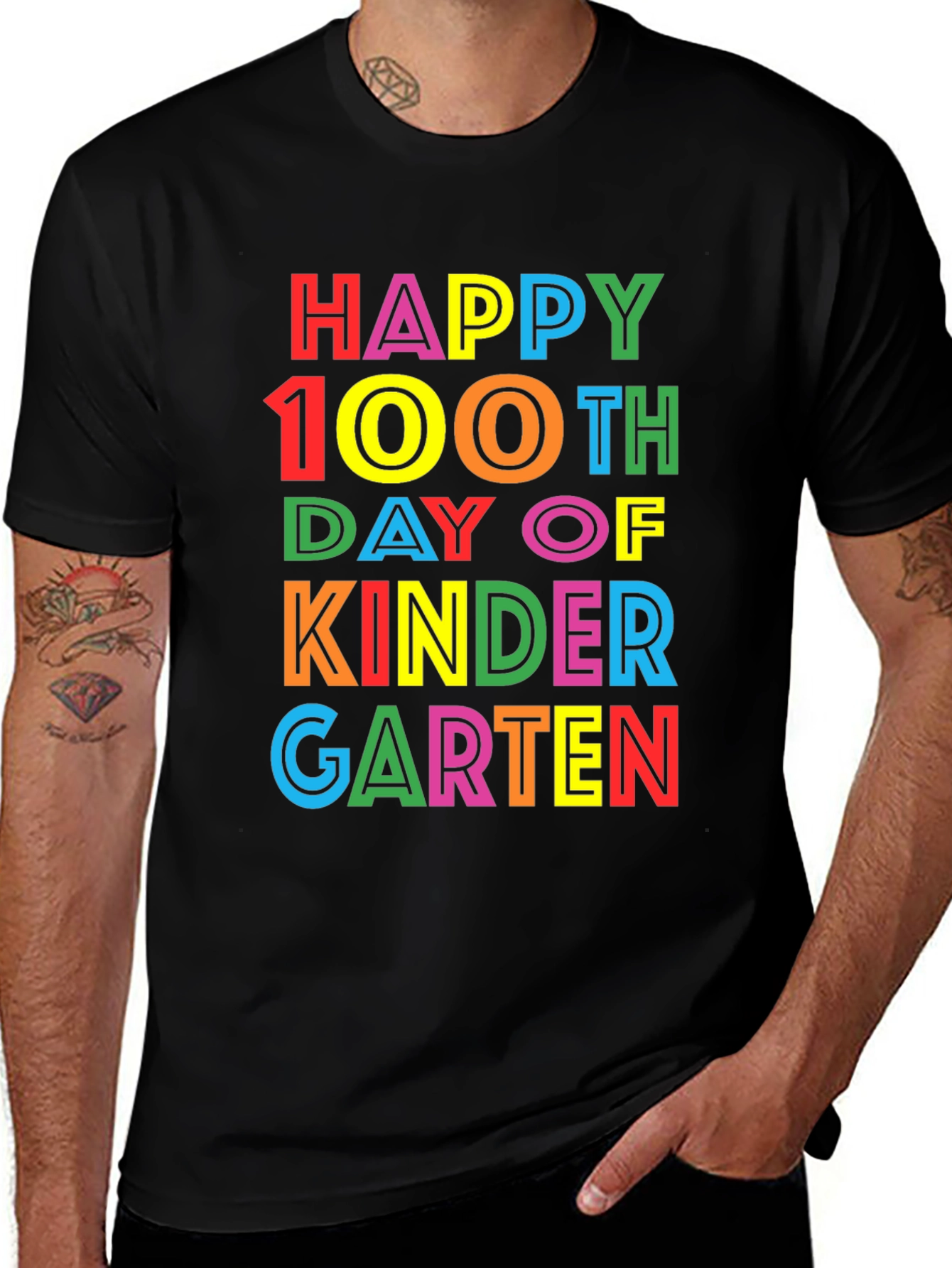 Happy 100th Day of Kindergarten Black T-Shirt