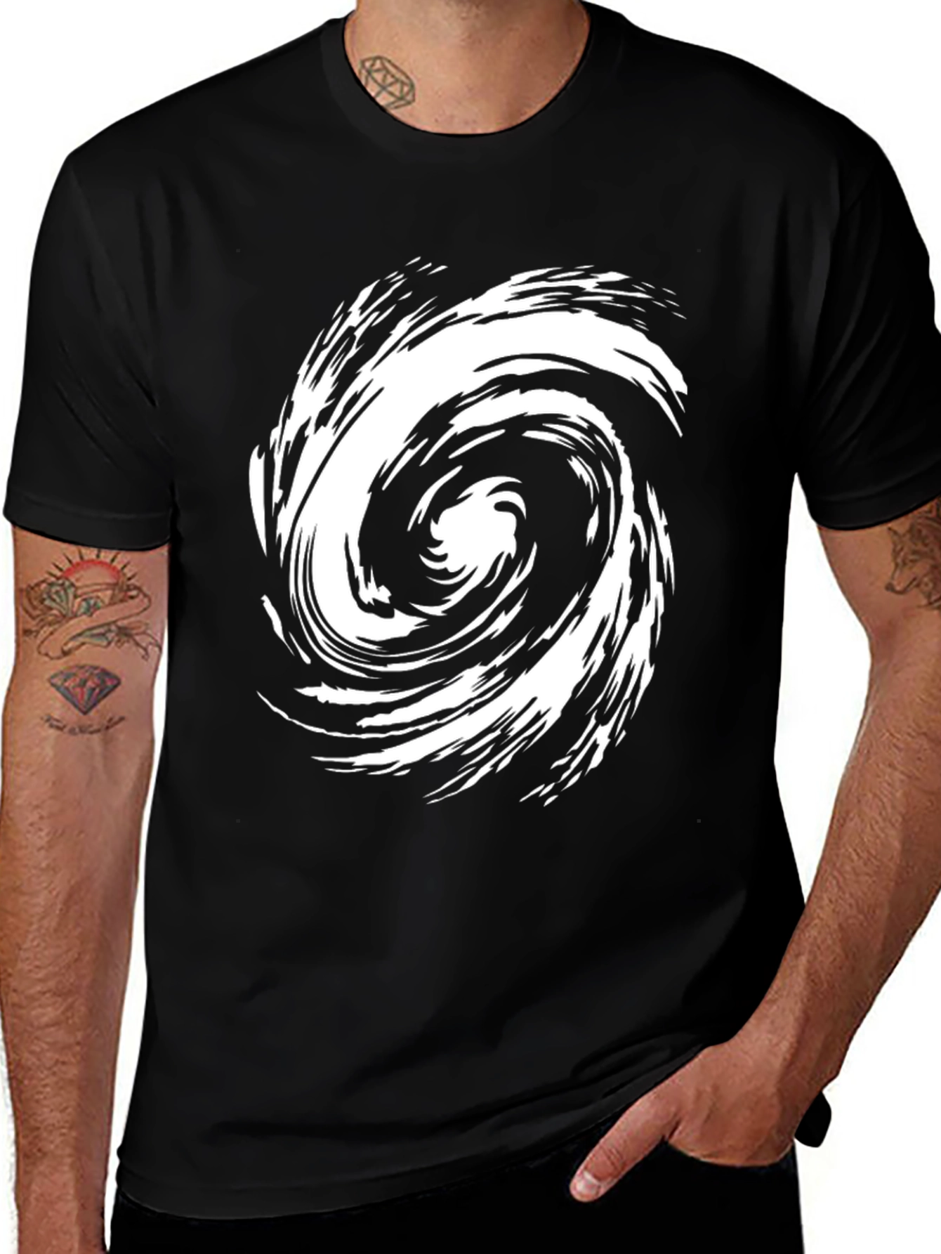 Variant 2 of Abstract Swirl Graphic Tee - Casual Black T-Shirt