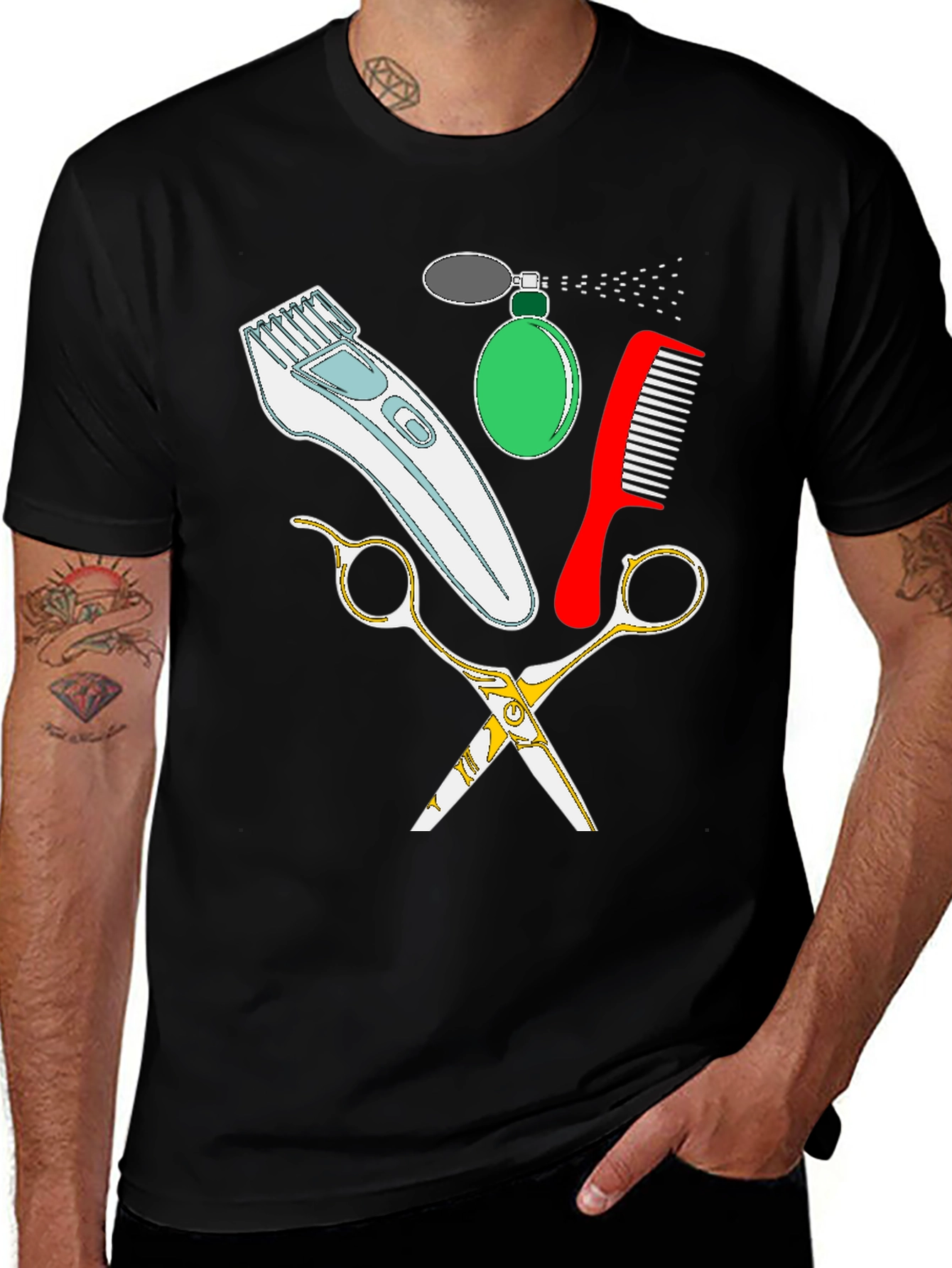 Variant 7 of Barber Tools Graphic T-Shirt: Stylish and Unique Tee