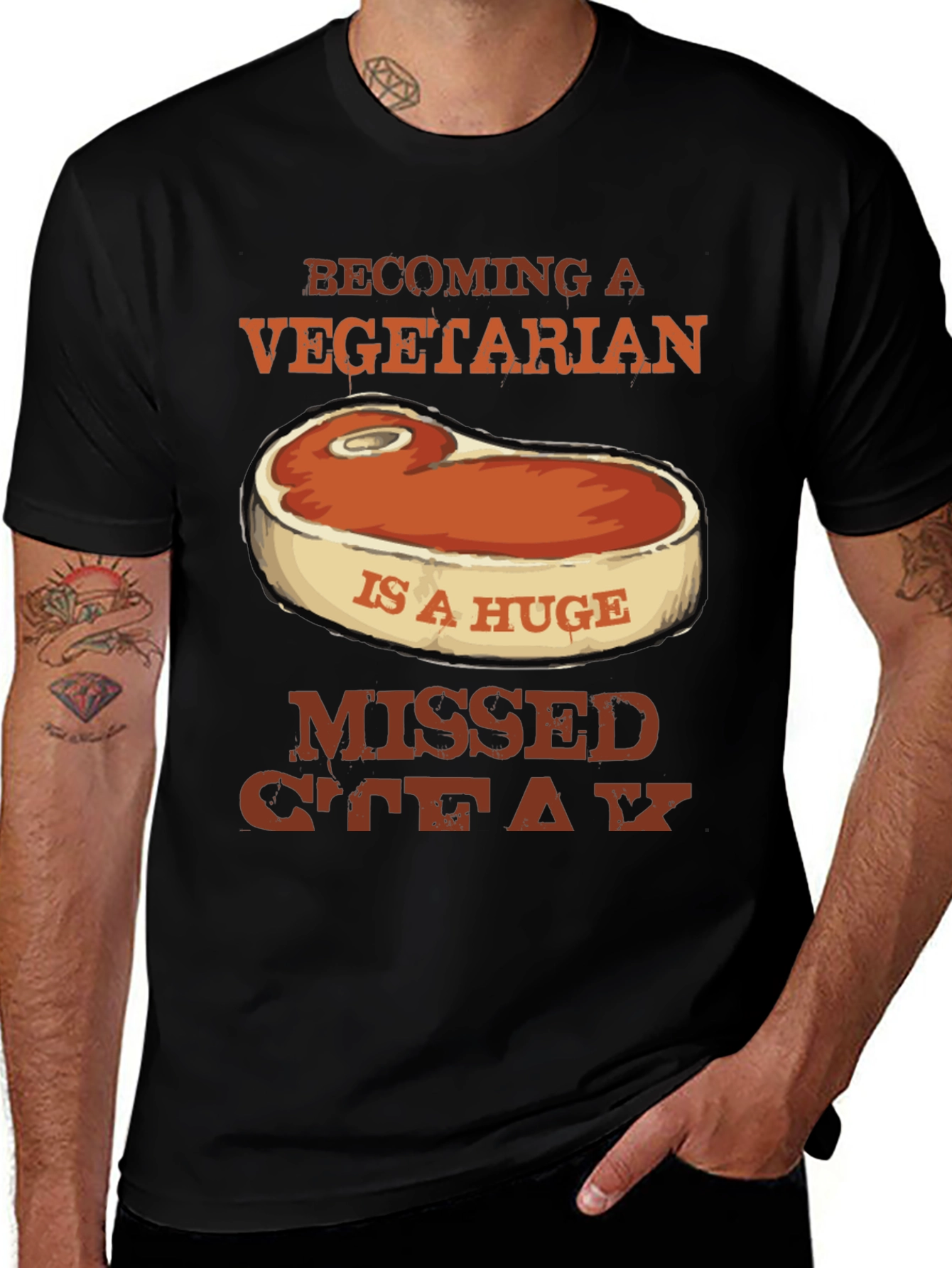 Variant 9 of Becoming Vegetarian Missed Steak T-Shirt