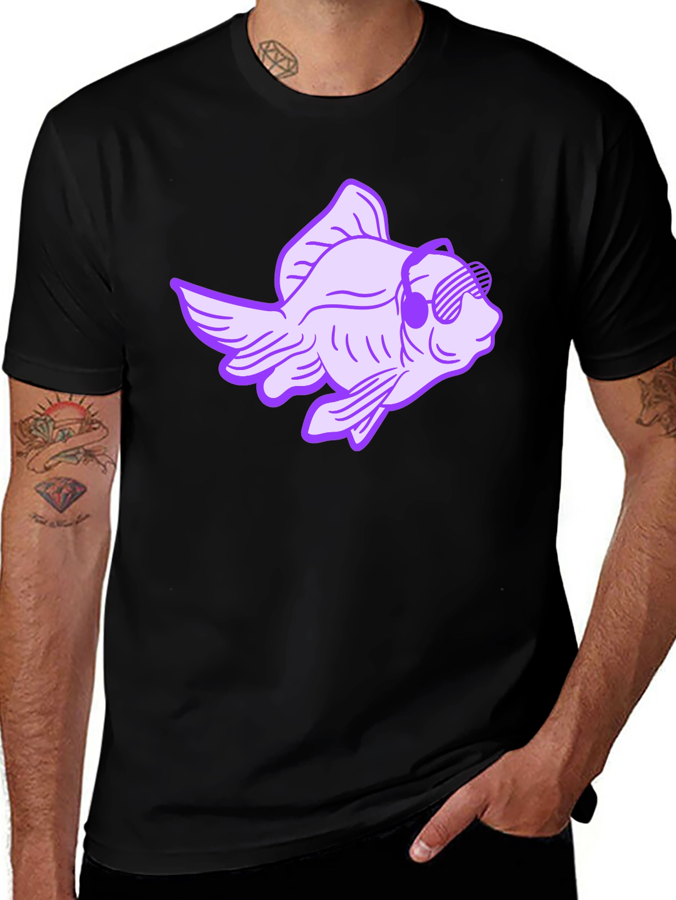 Variant 17 of Cool Fish Graphic Tee - Black Cotton T-Shirt