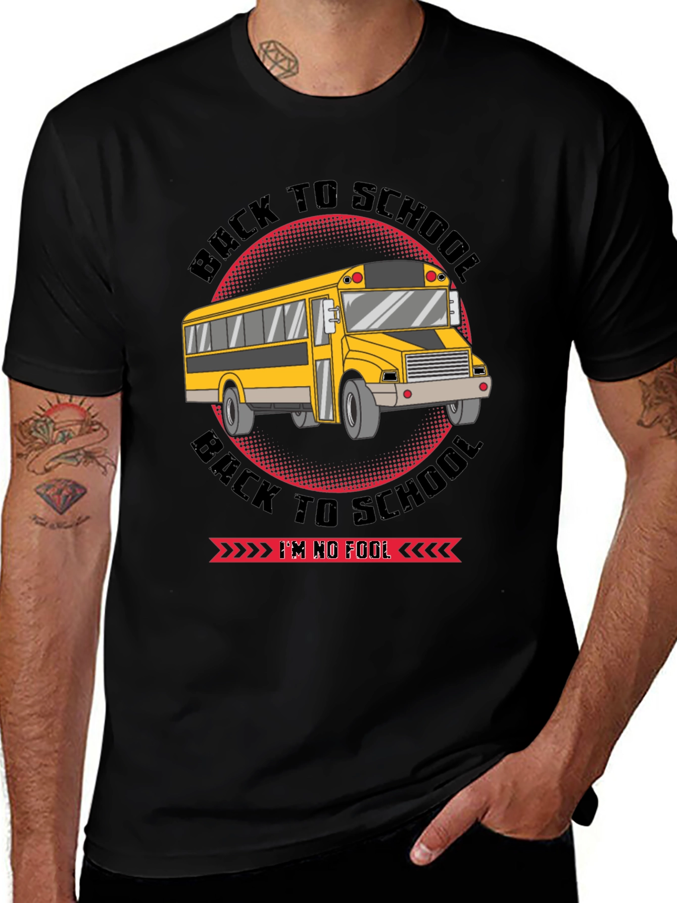 Variant 13 of Back to School Bus Graphic Tee - "I'm No Fool" T-Shirt