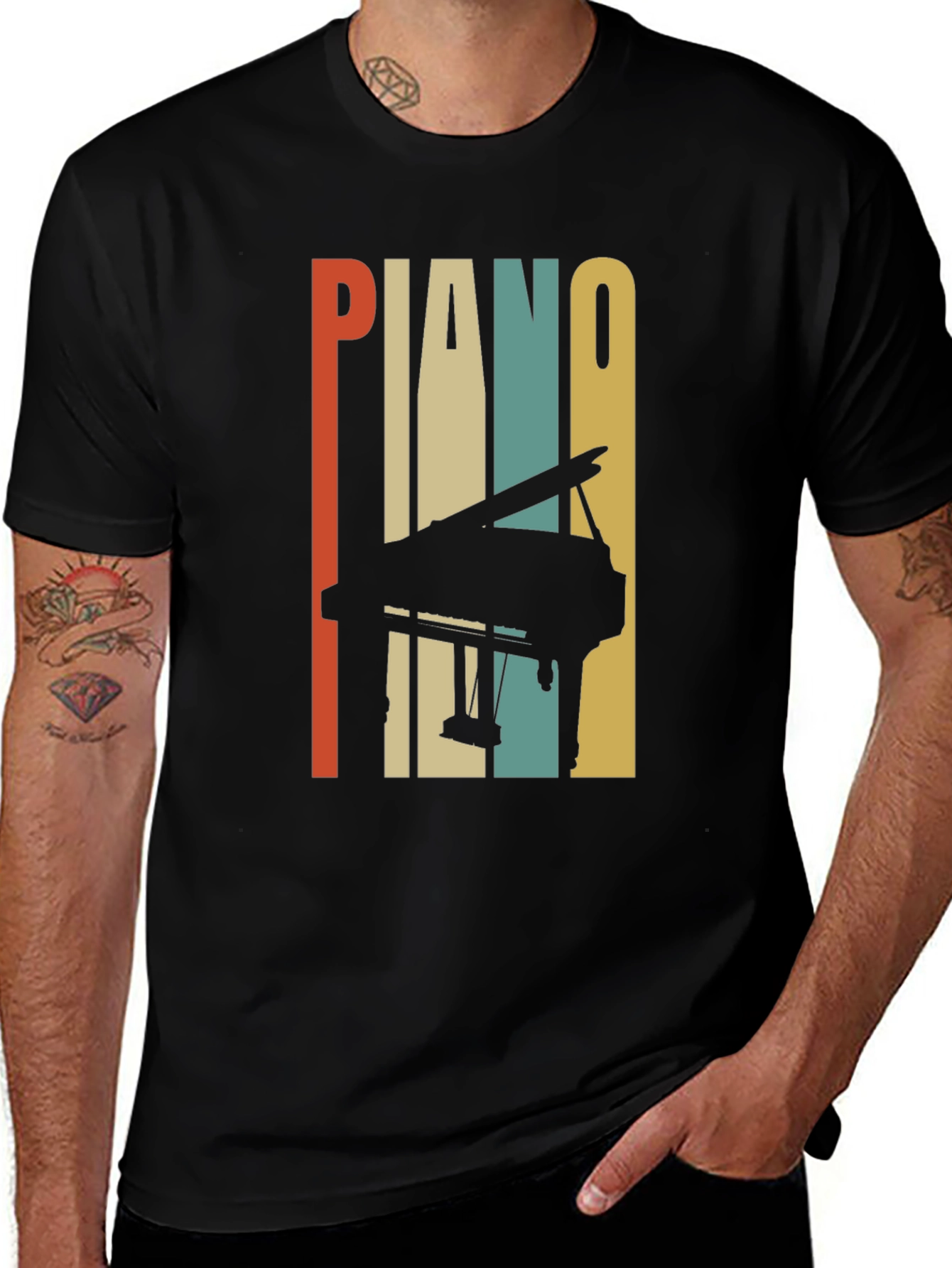 Variant 2 of Retro Piano Graphic Tee - Stylish Music Lover Shirt