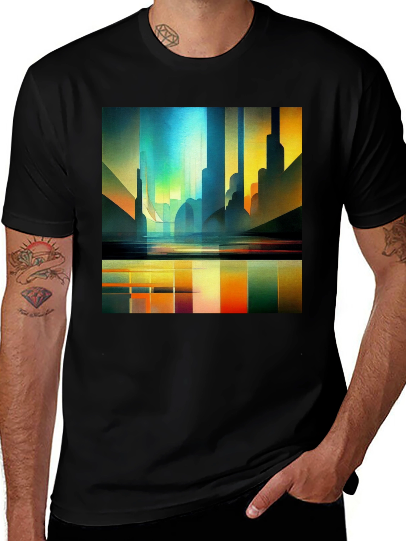 Variant 19 of Abstract Cityscape Graphic Tee - Modern Art Shirt