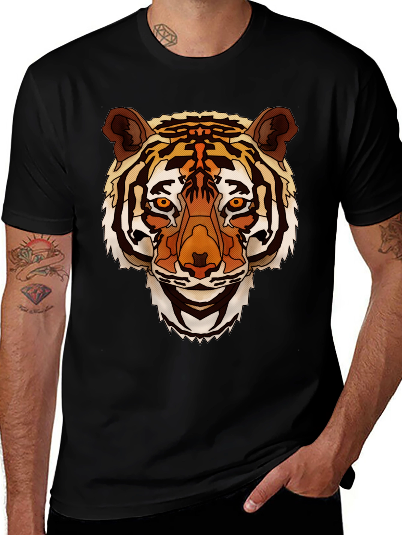 Variant 27 of Tiger Graphic Print Men's Black T-Shirt