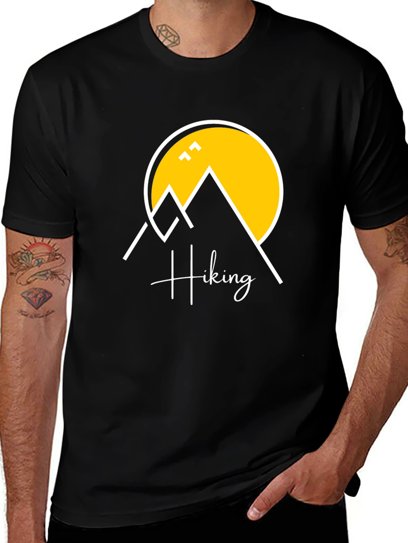 Variant 22 of Hiking Graphic T-Shirt - Black Cotton Tee