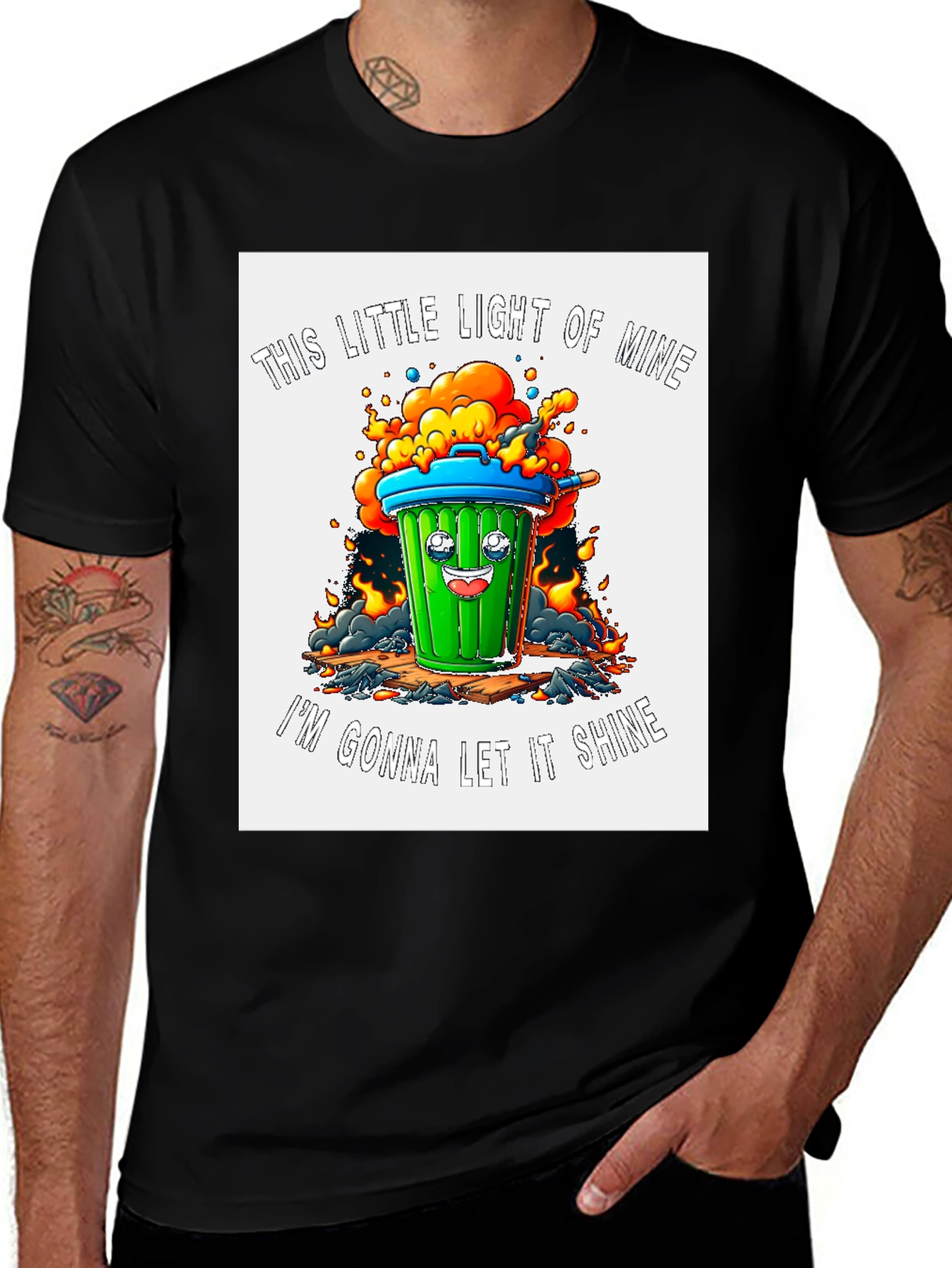 Variant 7 of Trash Can 'Let It Shine' Graphic Tee