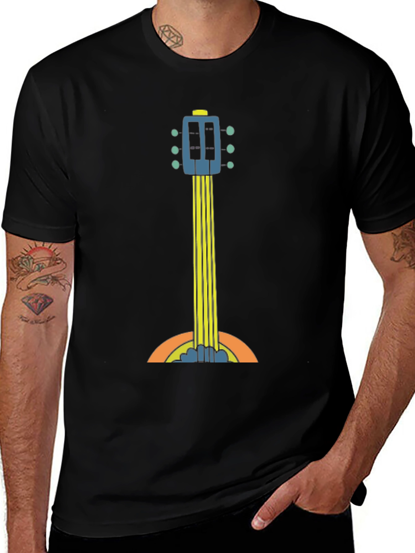 Variant 8 of Retro Guitar Graphic Tee - Black