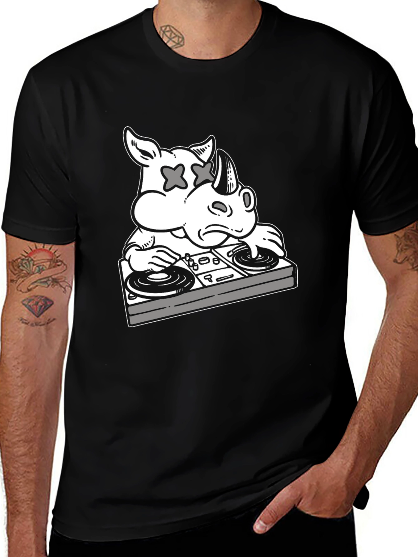 Variant 28 of DJ Rhino Graphic T-Shirt - Black