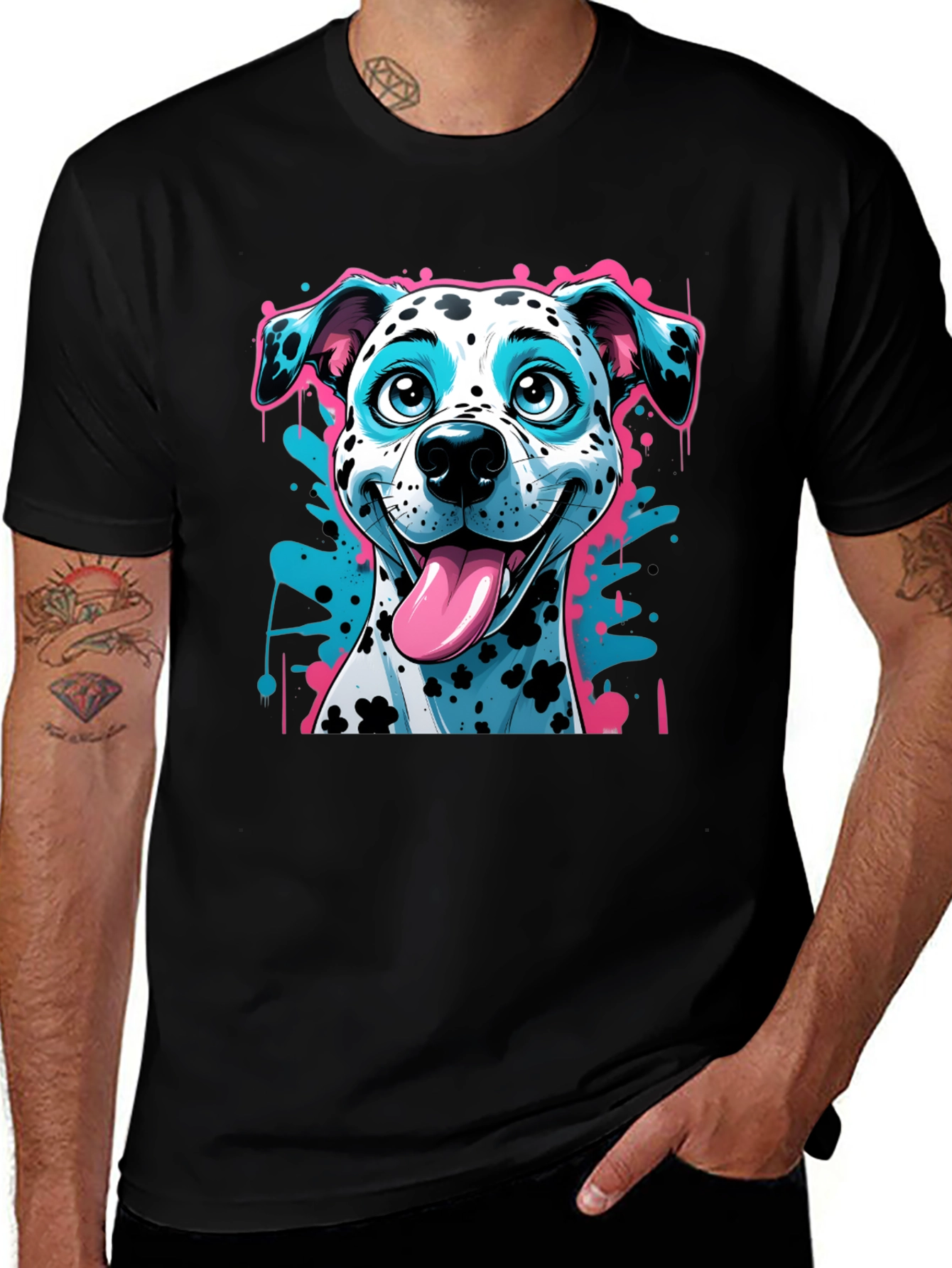 Variant 18 of Cartoon Dalmatian Graphic Tee - Stylish Men's Shirt