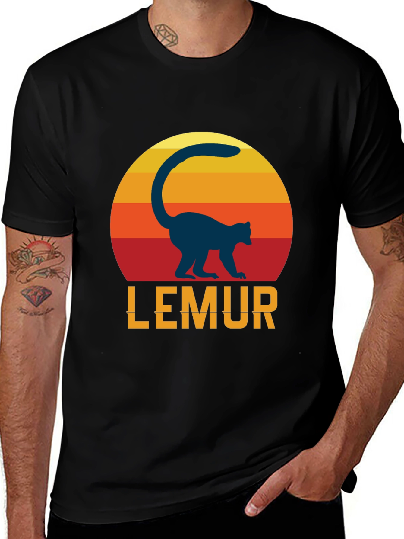 Variant 29 of Retro Lemur Sunset Graphic Tee
