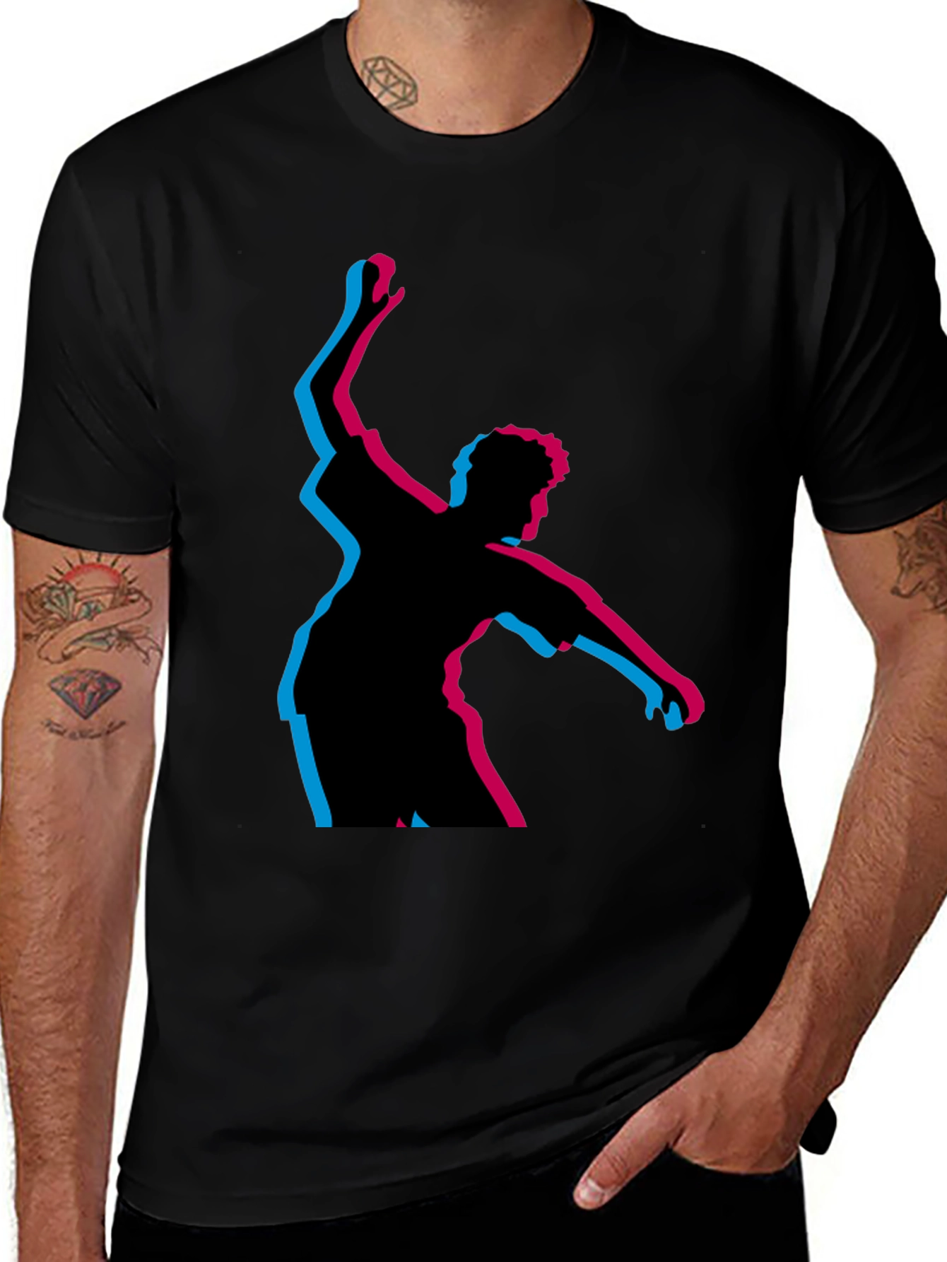 Variant 4 of Retro 3D Dancer Black T-Shirt