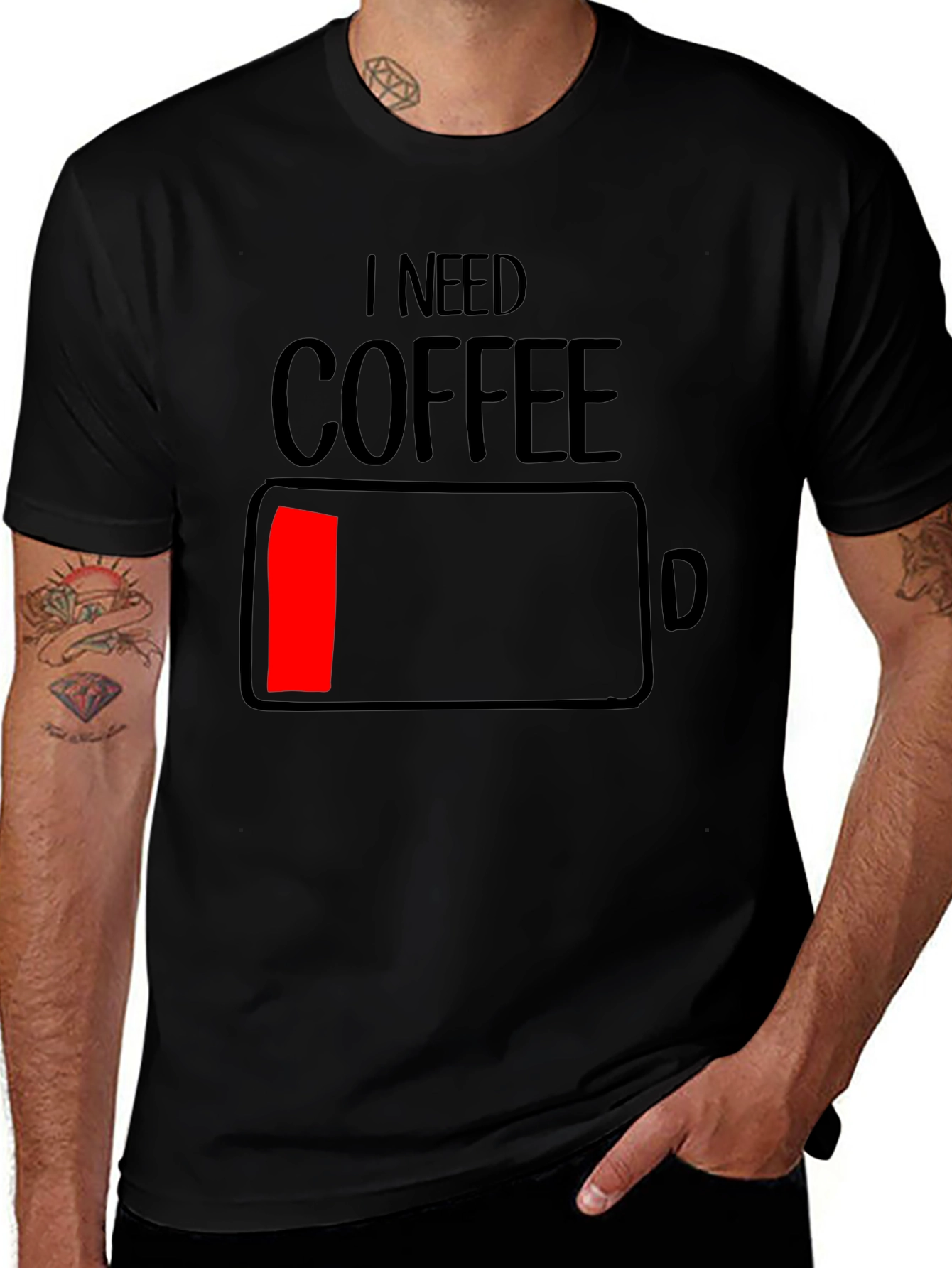 Variant 29 of I Need Coffee - Funny Low Battery T-Shirt