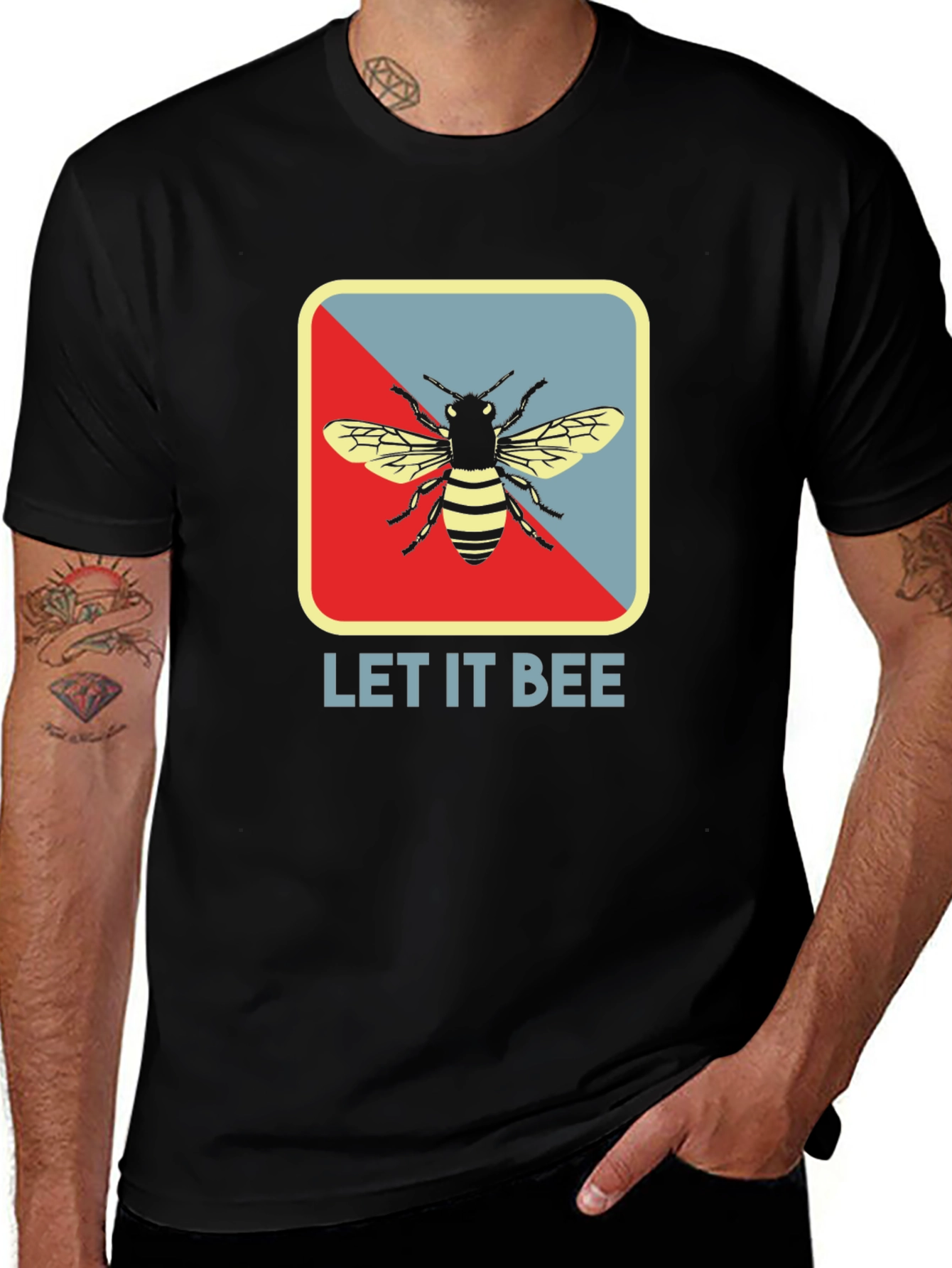 Variant 16 of Let it Bee Graphic Tee - Black Cotton T-Shirt