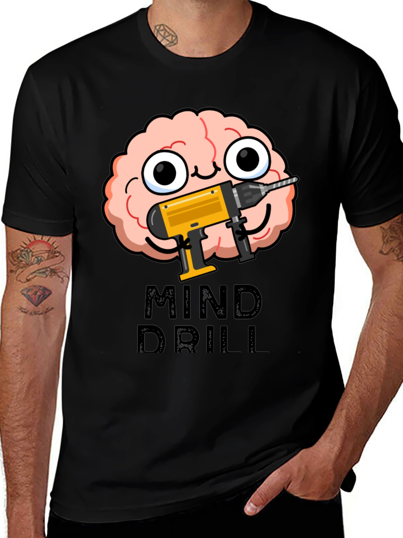 Variant 3 of Mind Drill Graphic Tee - Clever Brain Humor Shirt