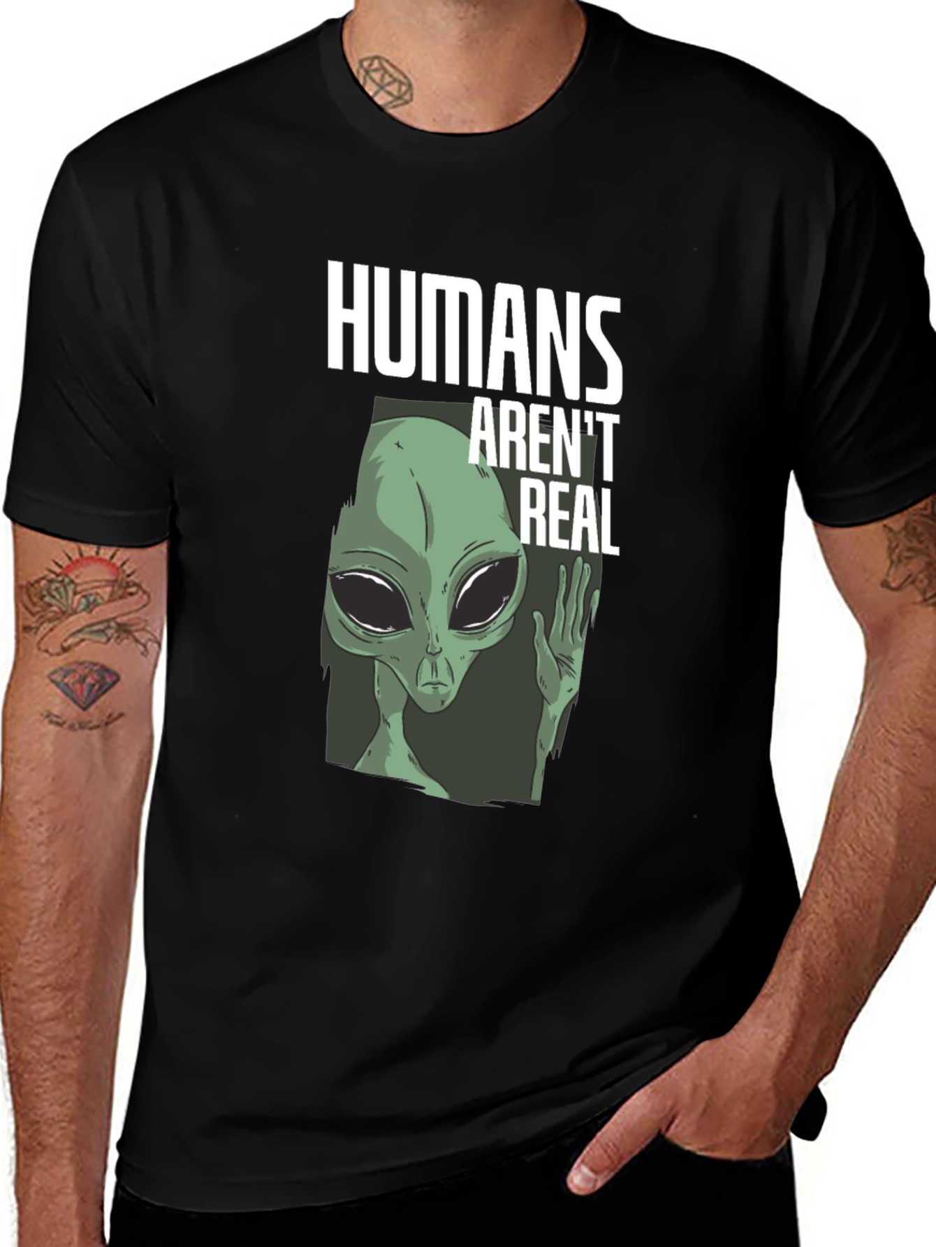 Variant 29 of Humans Aren't Real Alien Graphic T-Shirt