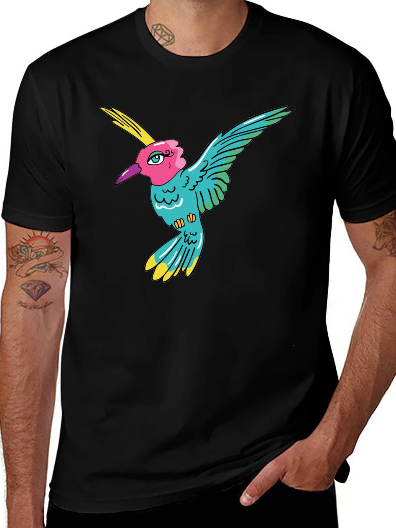 Variant 3 of Hummingbird Graphic Tee - Men's Black T-Shirt
