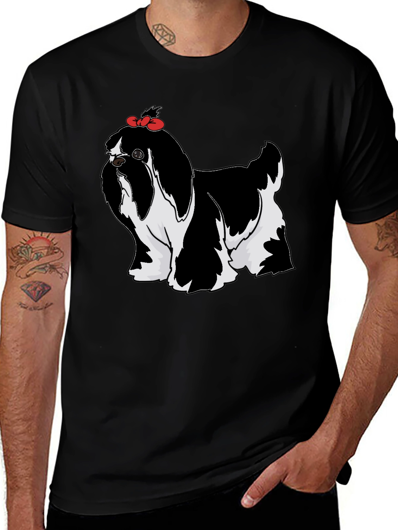 Variant 11 of Shih Tzu Dog Graphic Black T-Shirt