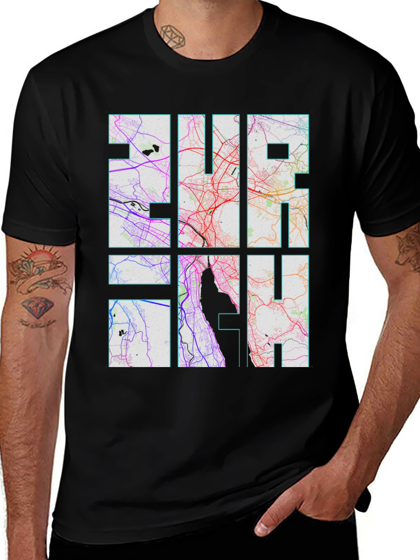 Zurich Map T-Shirt - Cityscape Graphic Tee