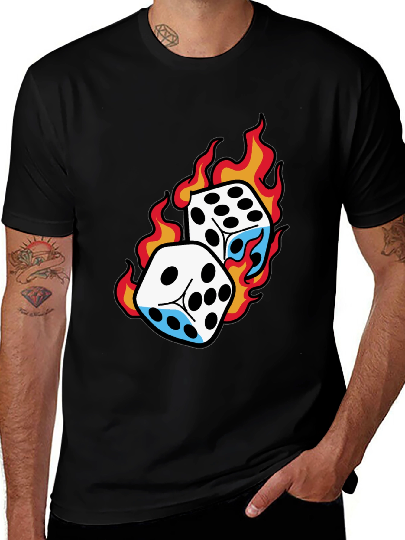 Variant 14 of Flaming Dice Graphic Tee - Lucky Roll T-Shirt