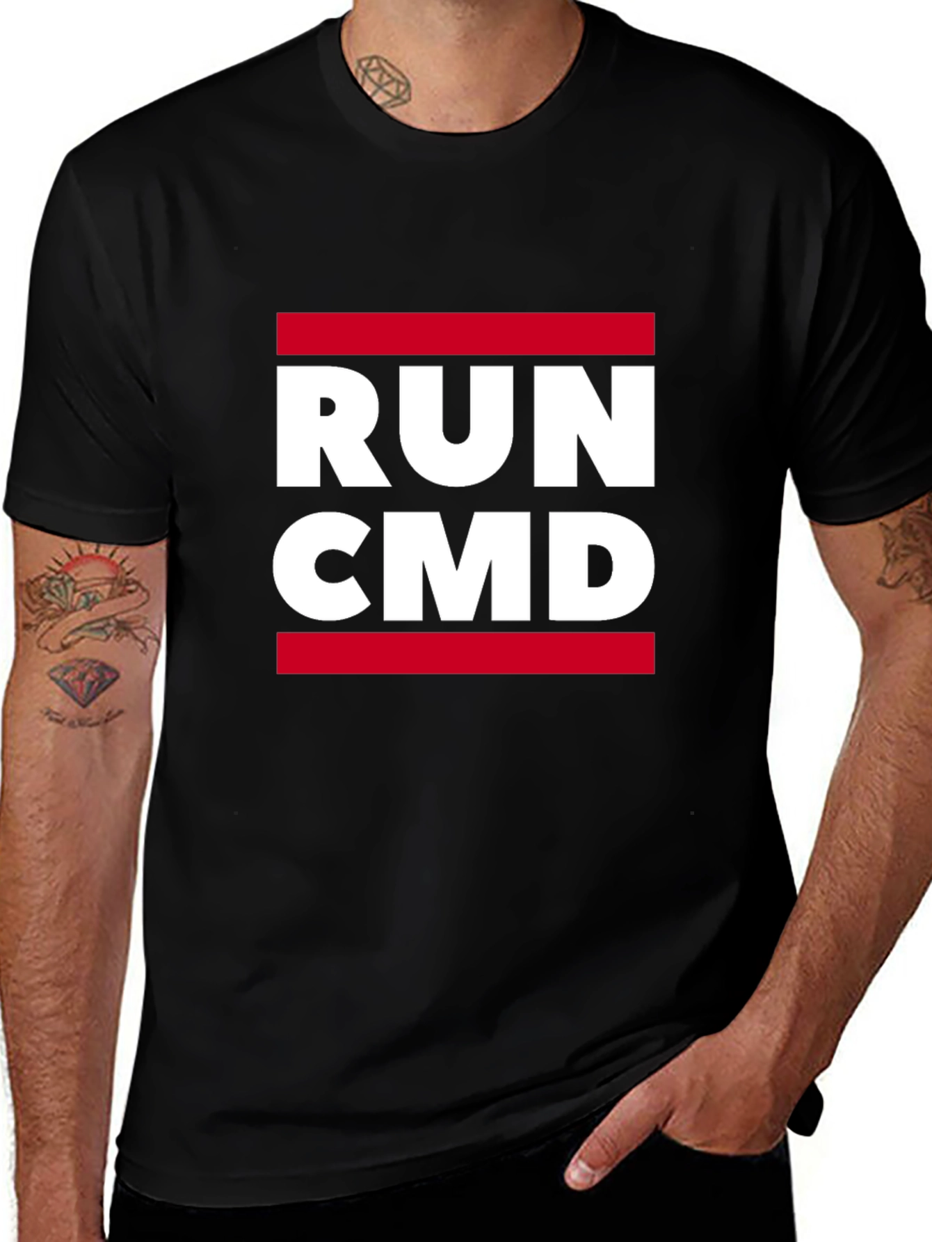 Variant 7 of Run CMD Graphic Tee - Black Cotton T-Shirt