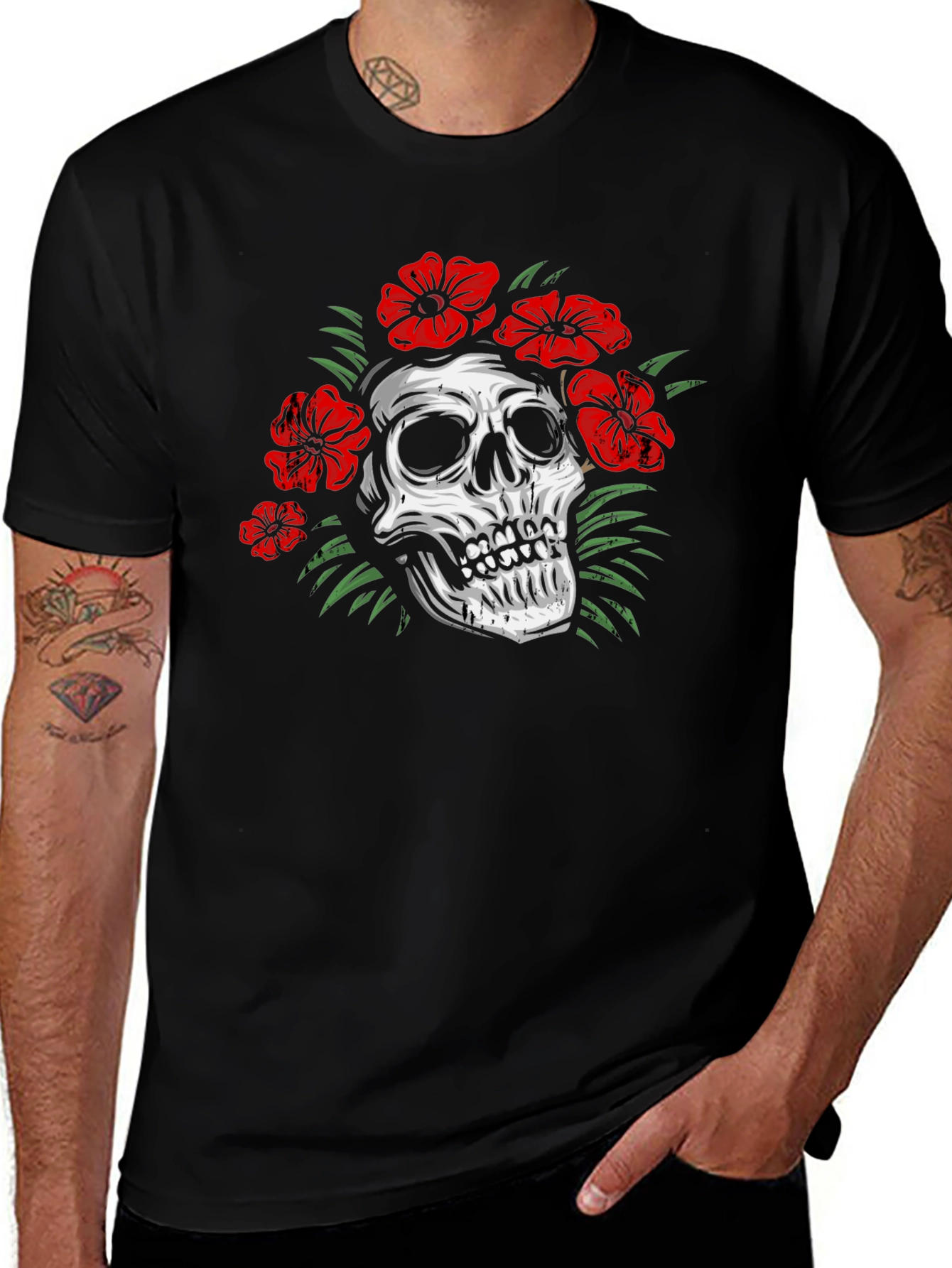 Variant 18 of Skull Floral Graphic Print T-Shirt