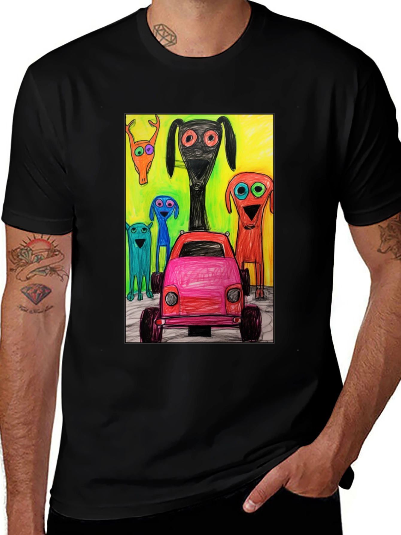 Variant 16 of Cartoon Car & Creature Print Tee