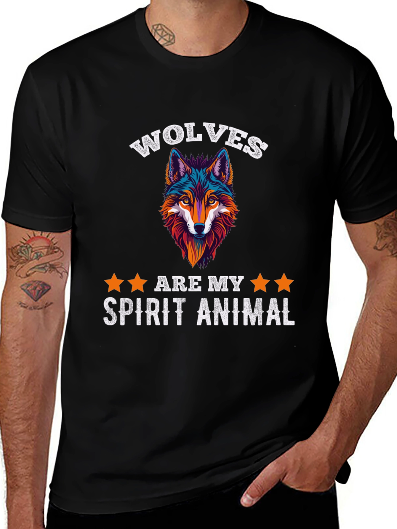 Variant 4 of Wolf Spirit Animal Graphic Tee - Stylish Comfort