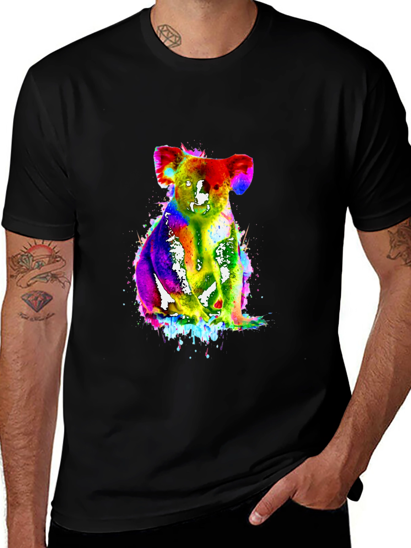 Variant 15 of Vibrant Koala Tee - Men's Black Graphic T-Shirt