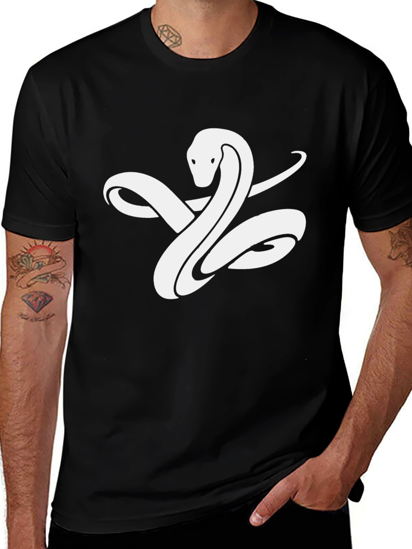 Variant 26 of Men's Black Graphic Snake Tee