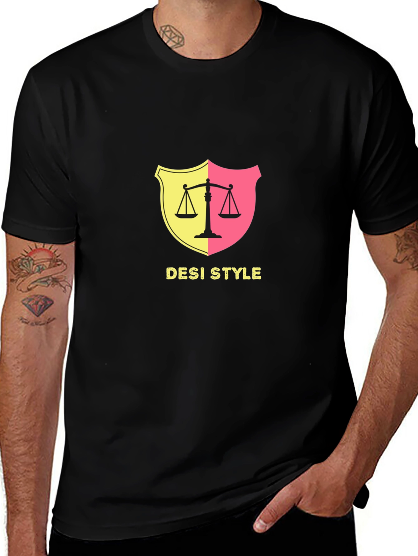 Variant 4 of Desi Style Graphic Tee - Scales of Justice Black T-Shirt