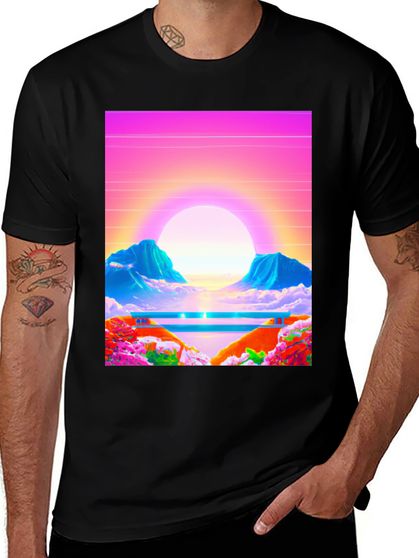 Variant 4 of Vaporwave Sunset Tee