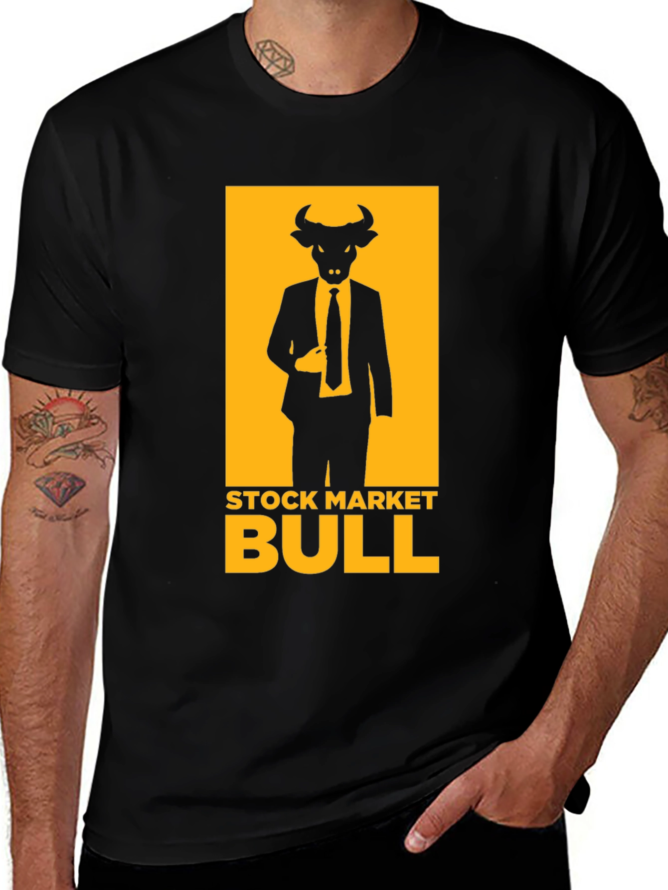 Variant 21 of Stock Market Bull T-Shirt - Black