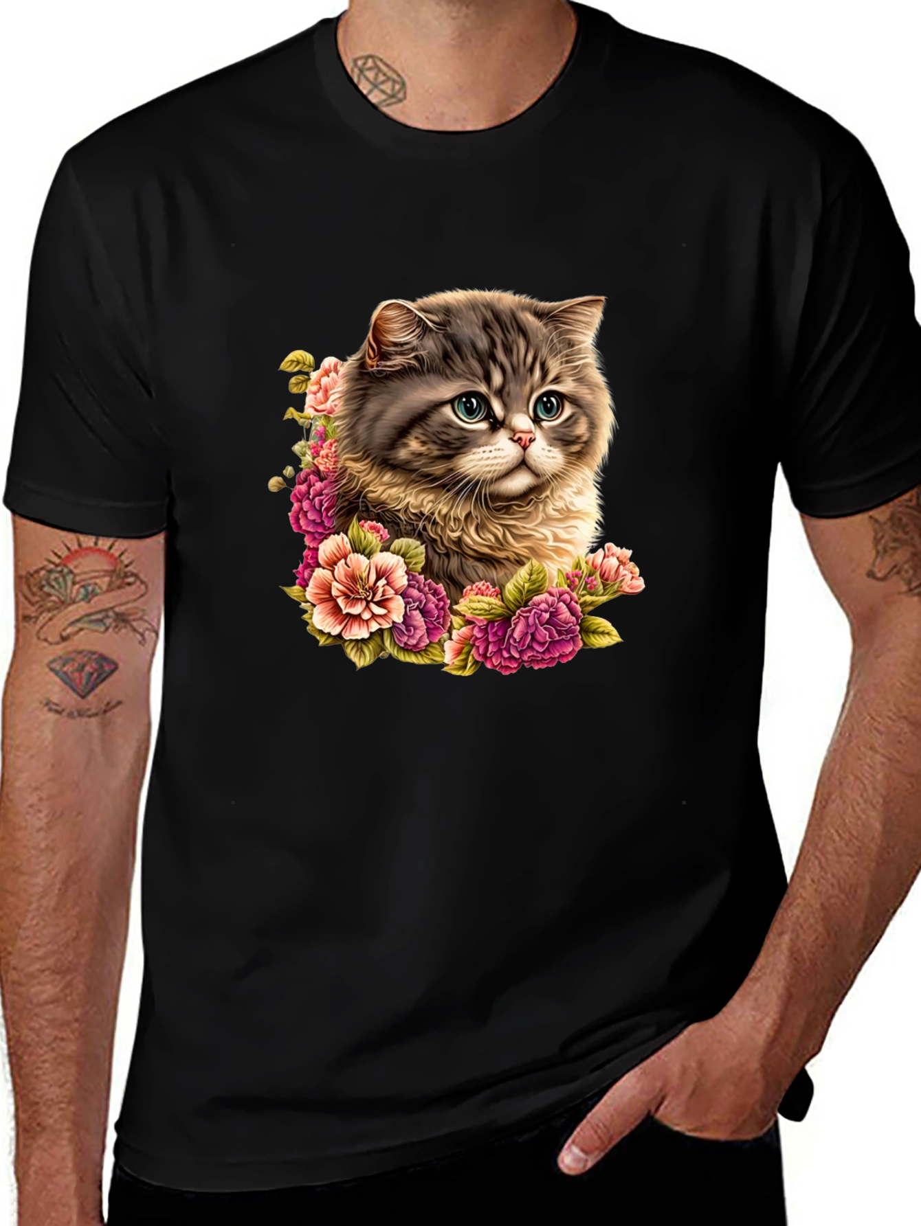 Floral Cat T-Shirt - Cute & Stylish Graphic Tee