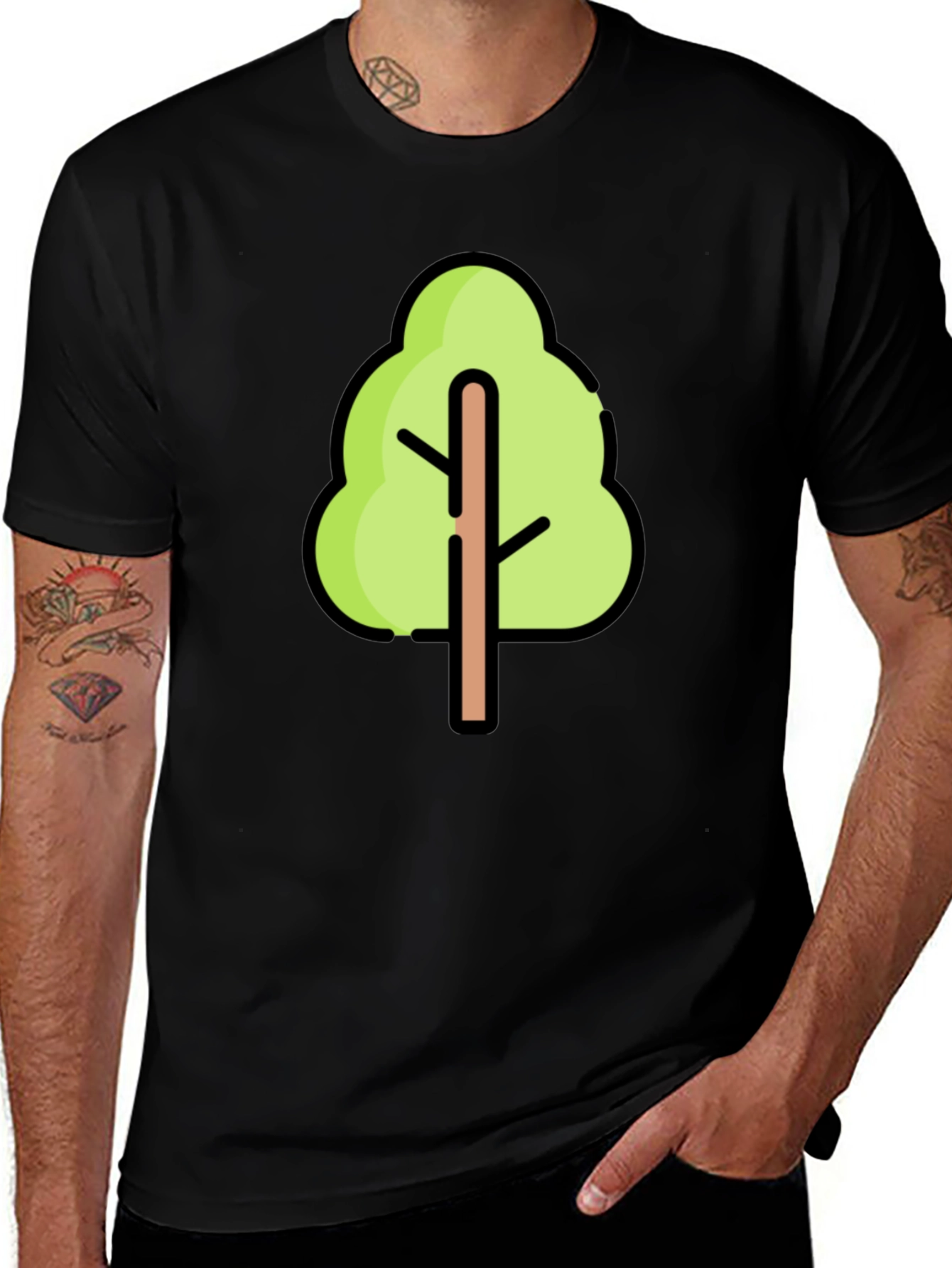 Variant 19 of Tree Icon Black T-Shirt - Casual Style