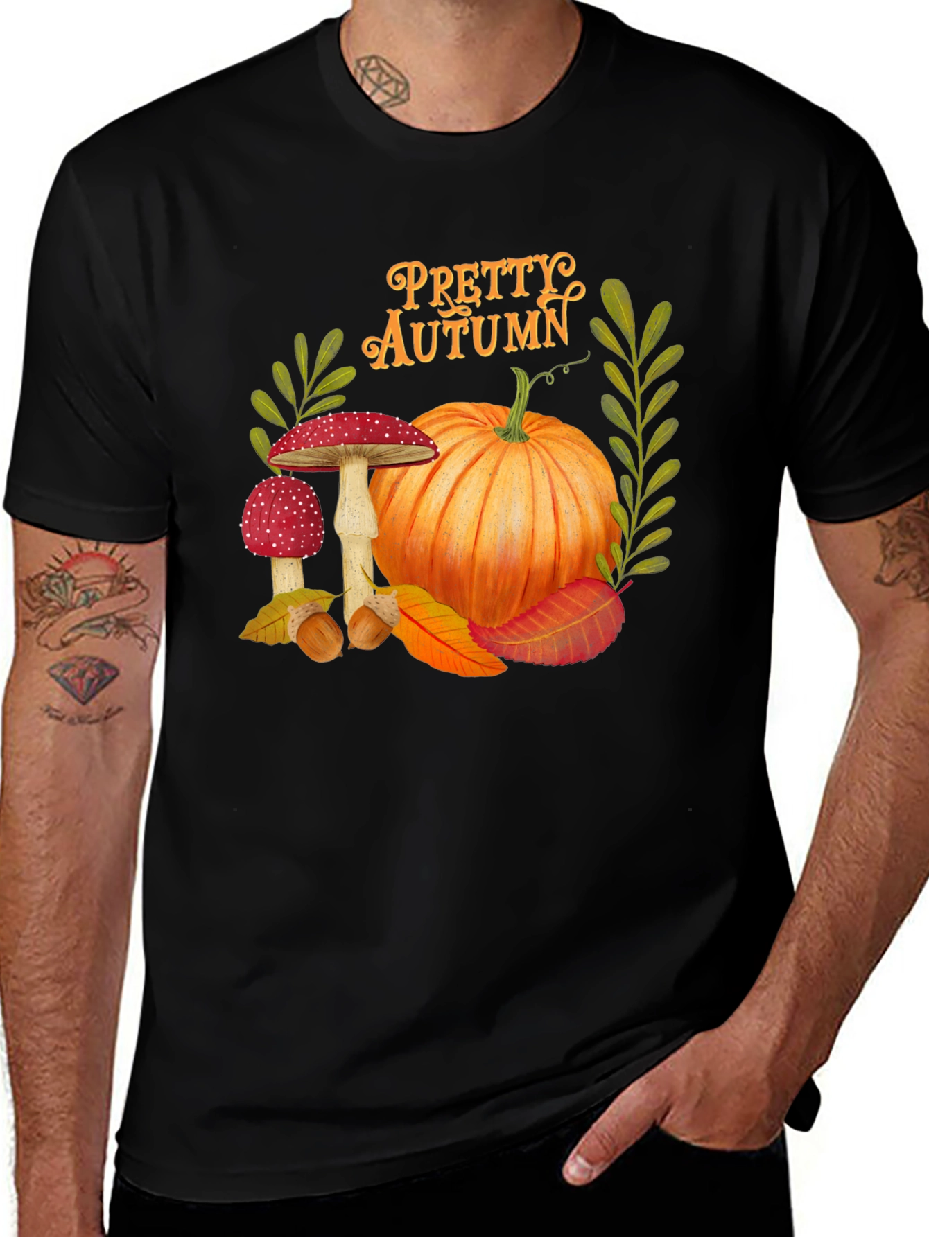 Variant 24 of Pretty Autumn Graphic Tee | Black Short Sleeve Shirt