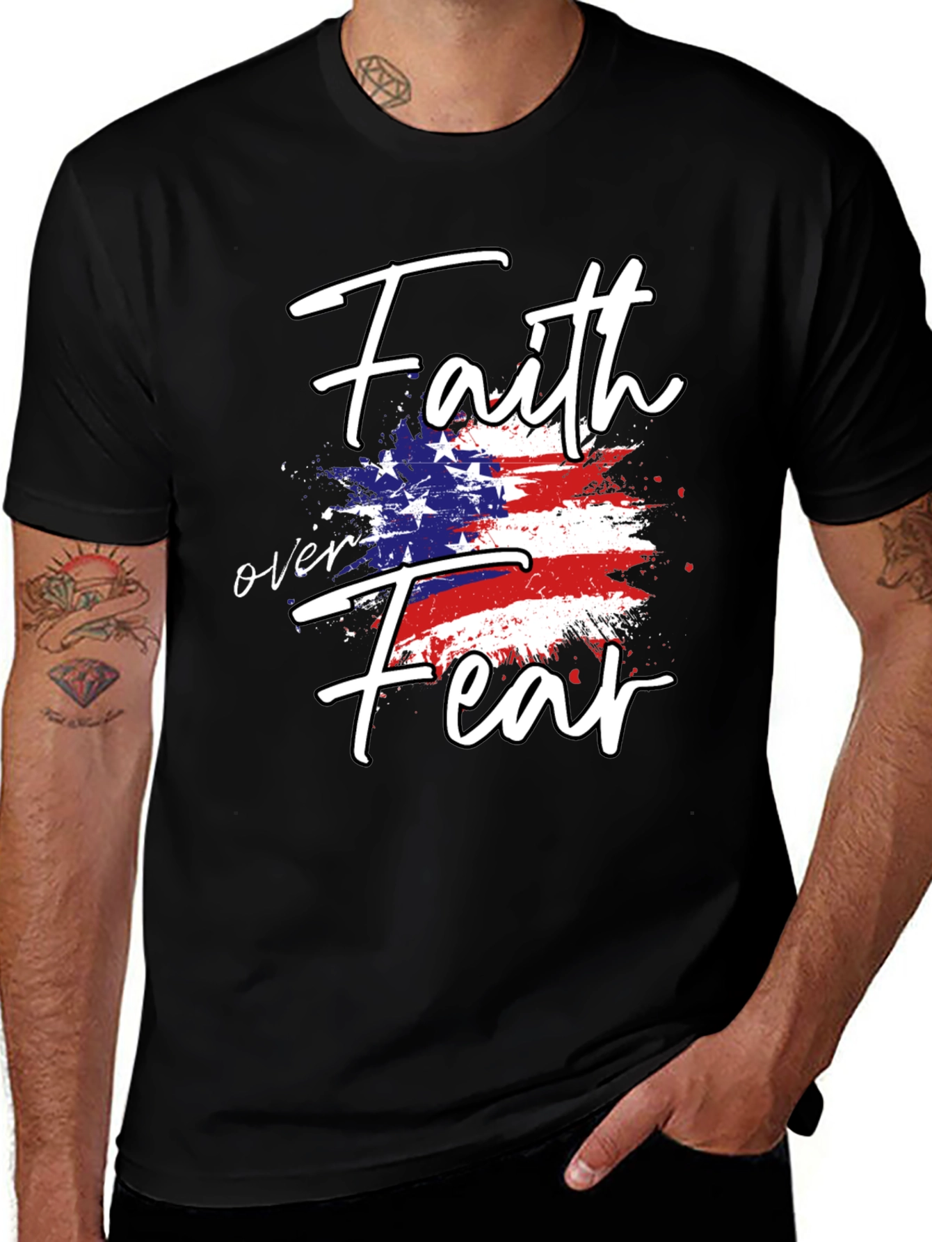 Variant 14 of Faith Over Fear Patriotic Graphic Tee