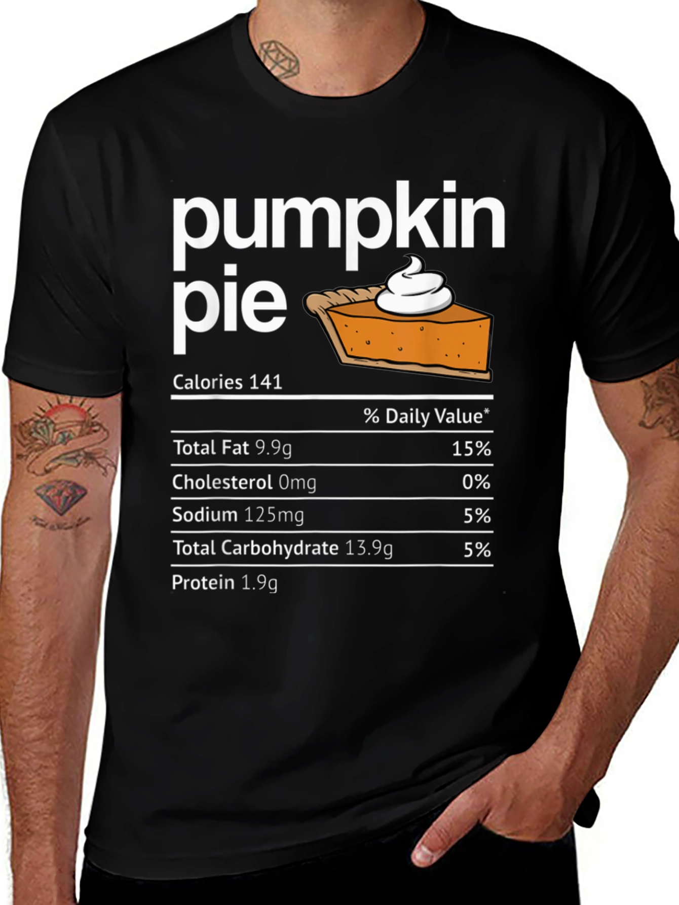 Variant 19 of Pumpkin Pie Nutrition Facts T-Shirt - Novelty Food Tee