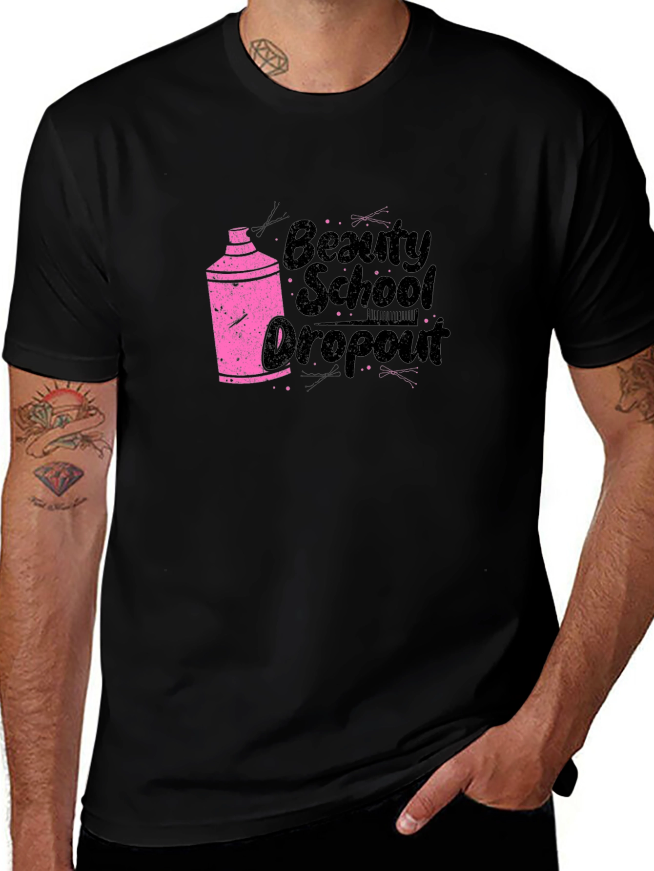 Variant 13 of Beauty School Dropout Tee - Pink Spray Can Design