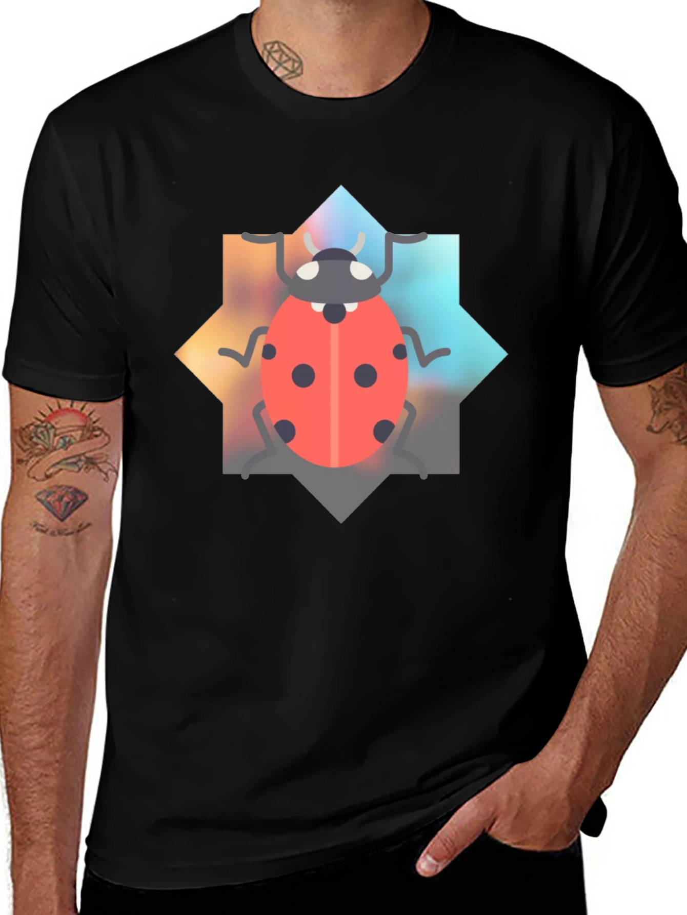 Variant 14 of Ladybug Graphic Tee - Men's Black T-Shirt