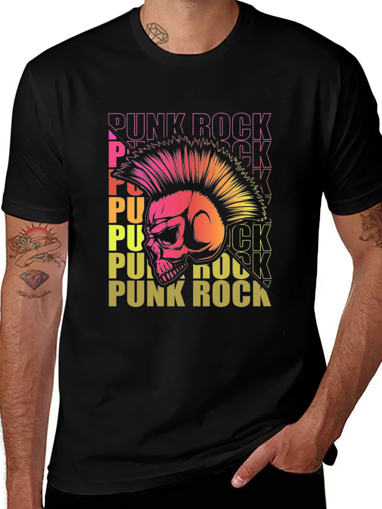 Variant 16 of Punk Rock Skull T-Shirt - Edgy Graphic Tee