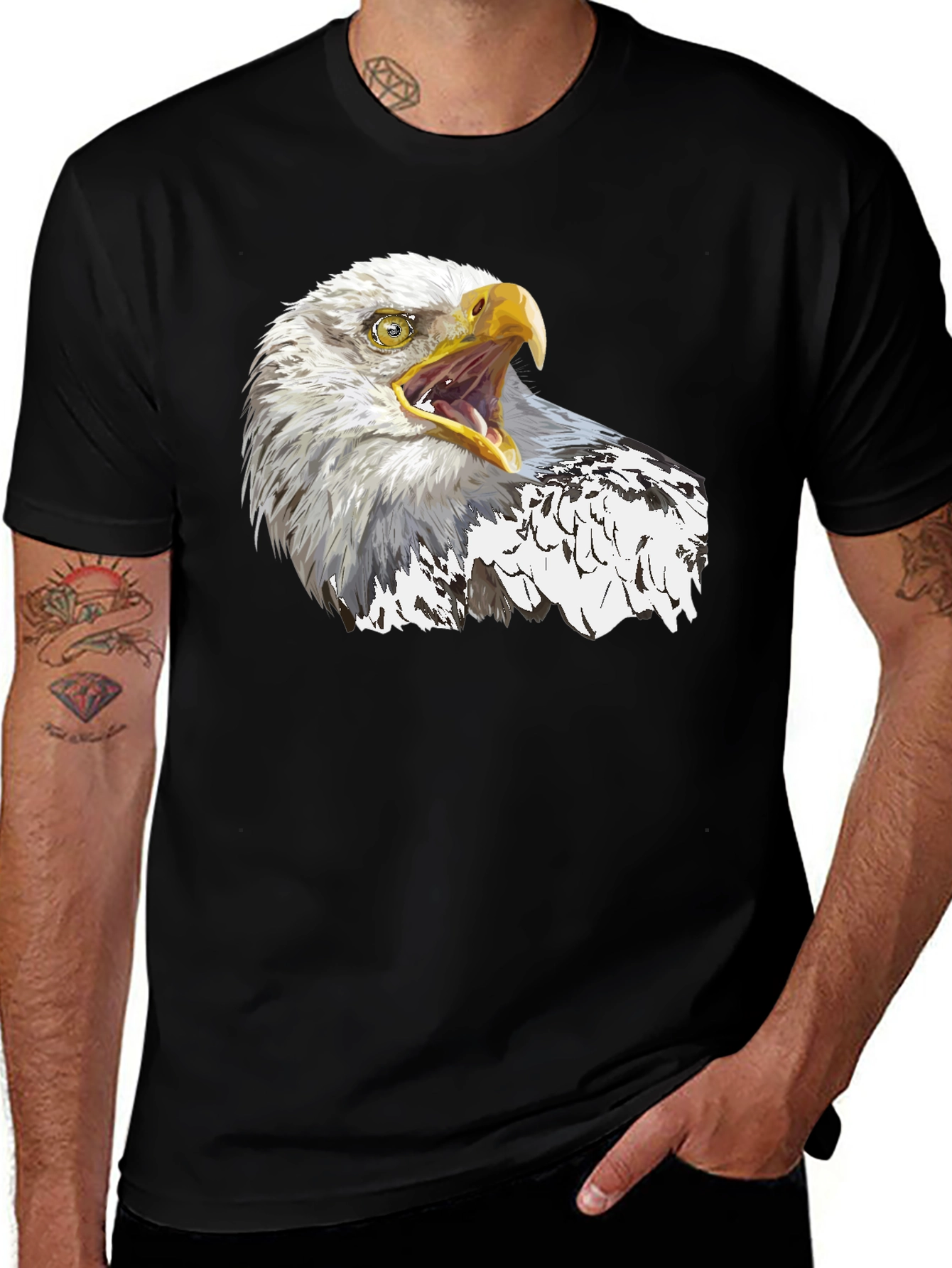 Variant 7 of Eagle Graphic Tee - Black Crew Neck